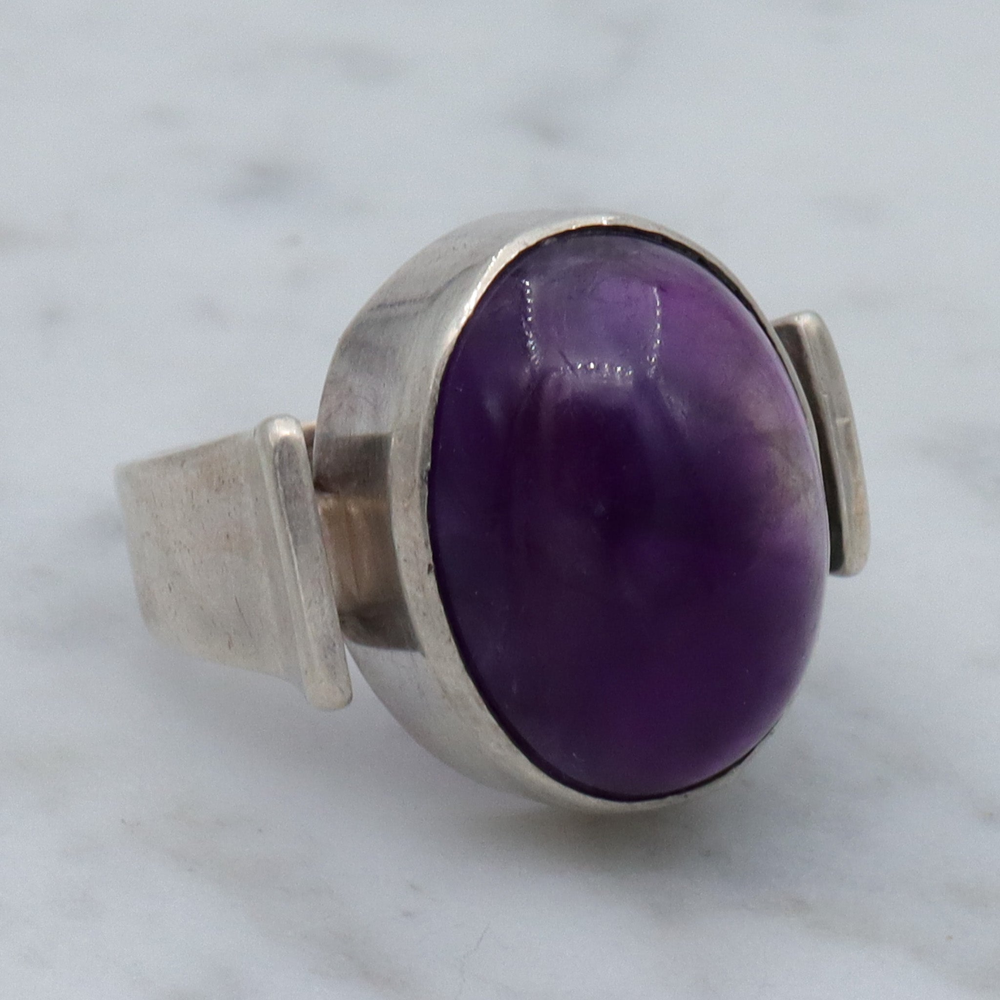 Mid Century Danish Modern sterling amethyst ring by N.E. From, sz 4