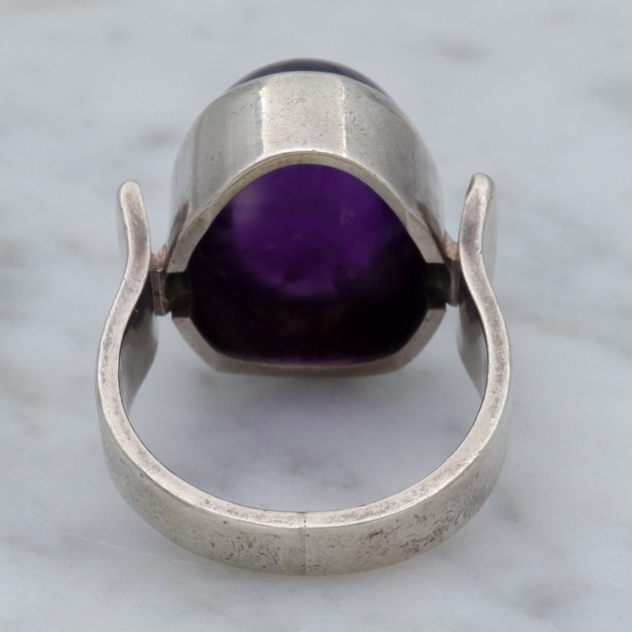 Mid Century Danish Modern sterling amethyst ring by N.E. From, sz 4