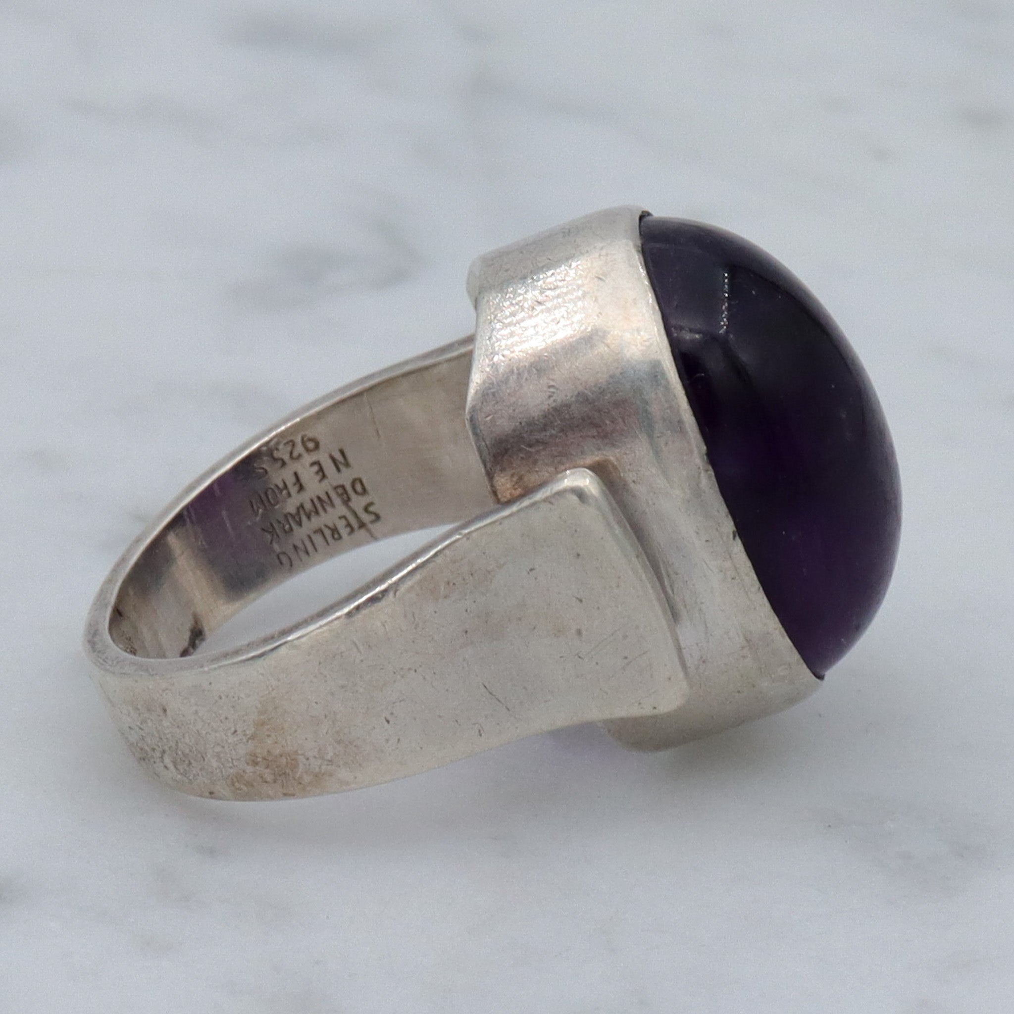 Mid Century Danish Modern sterling amethyst ring by N.E. From, sz 4