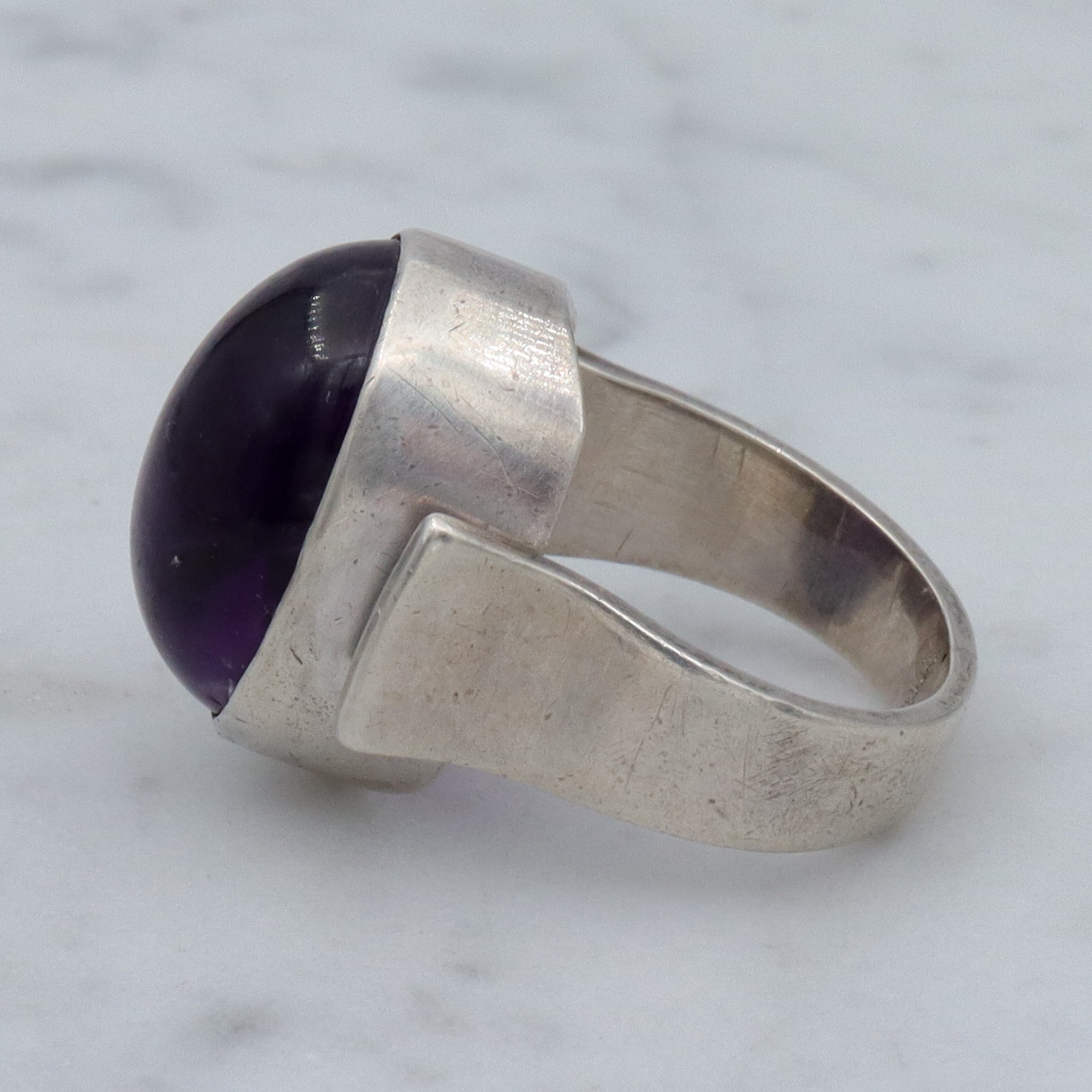 Mid Century Danish Modern sterling amethyst ring by N.E. From, sz 4