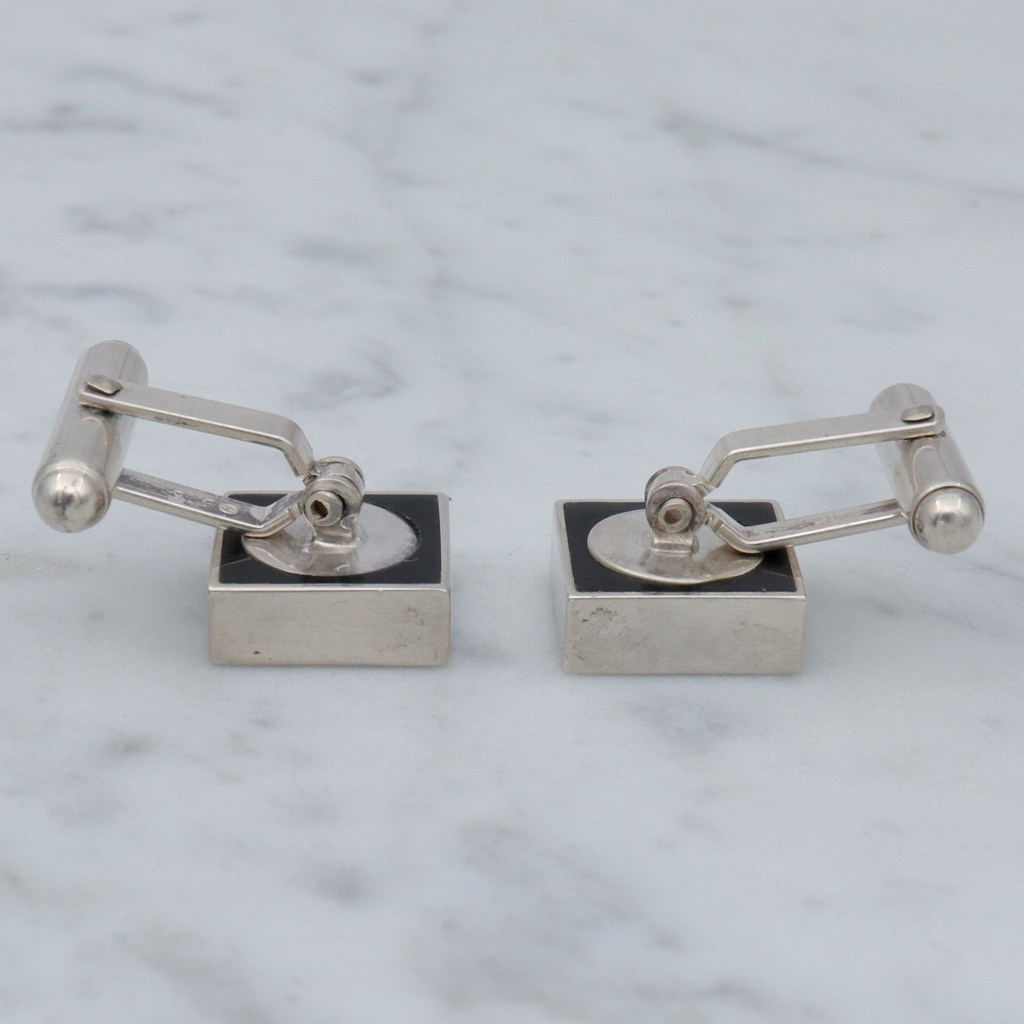 Mid Century Victoria Varga sterling & black enamel cufflinks