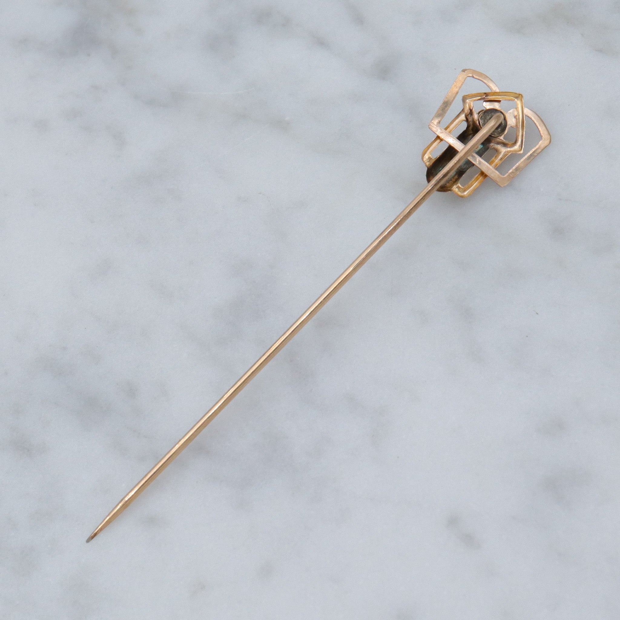 Art Deco 10k gold faux sapphire stick pin