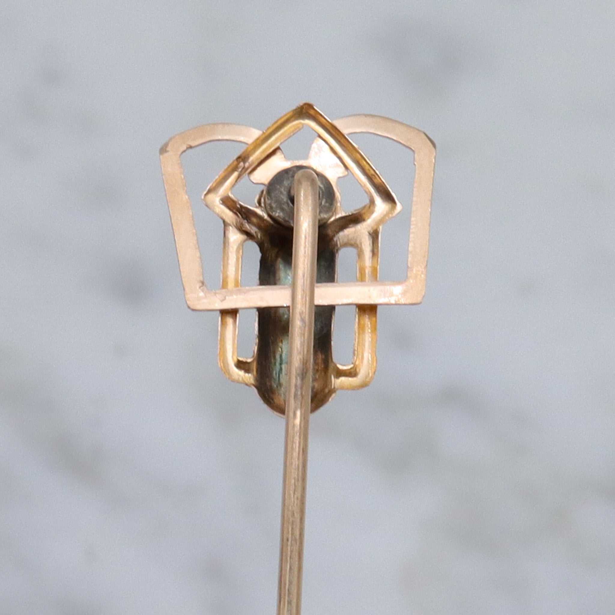 Art Deco 10k gold faux sapphire stick pin