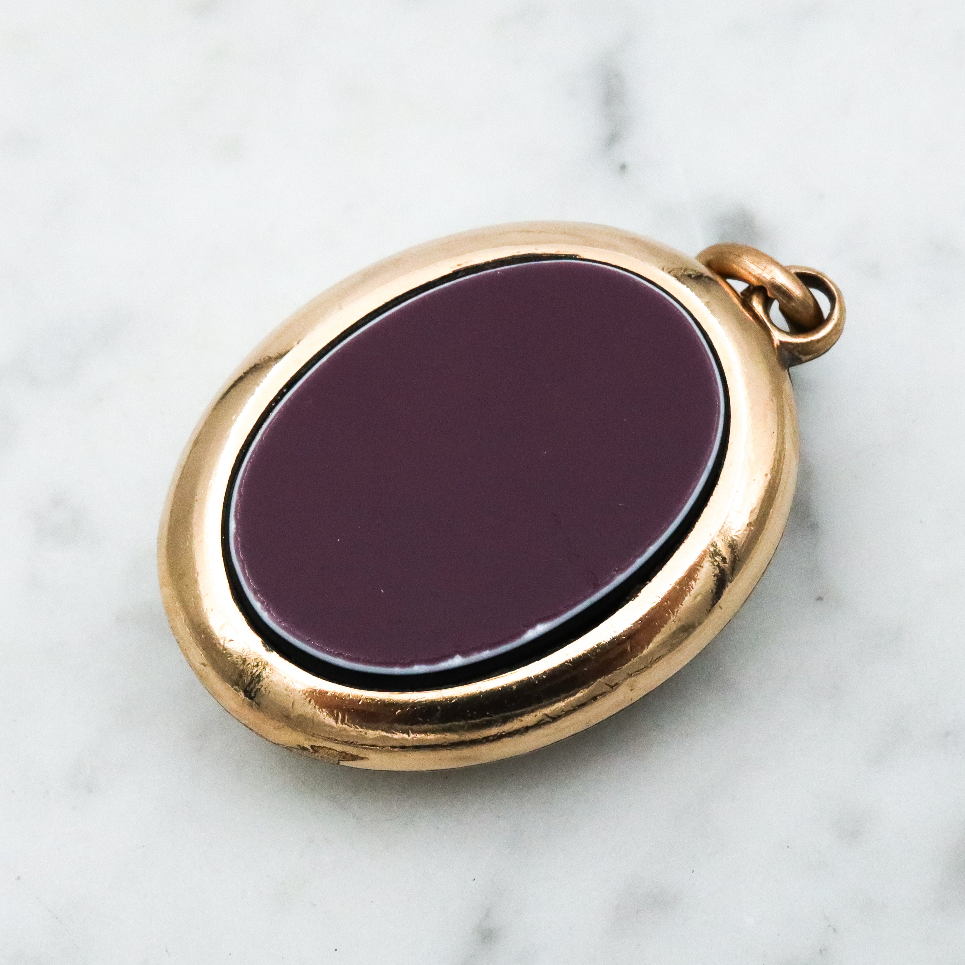 Antique Victorian rolled gold large double side cameo pendant