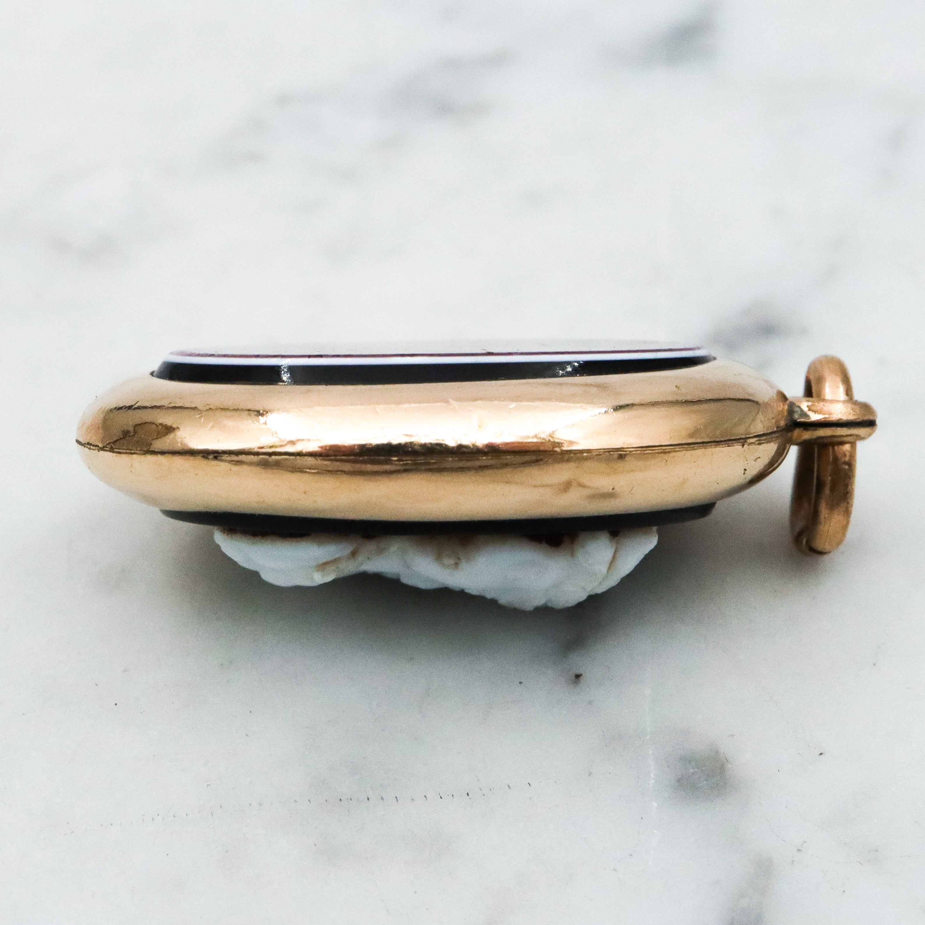 Antique Victorian rolled gold large double side cameo pendant