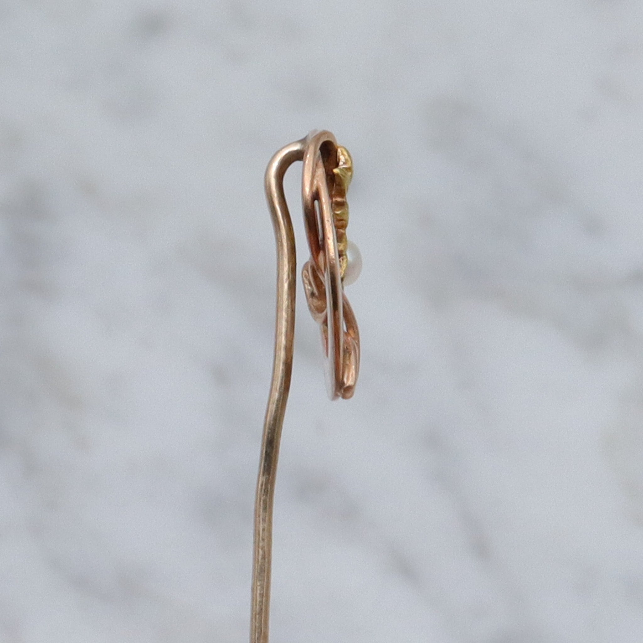 Antique Victorian 14k gold sunflower & pearl circle stick pin