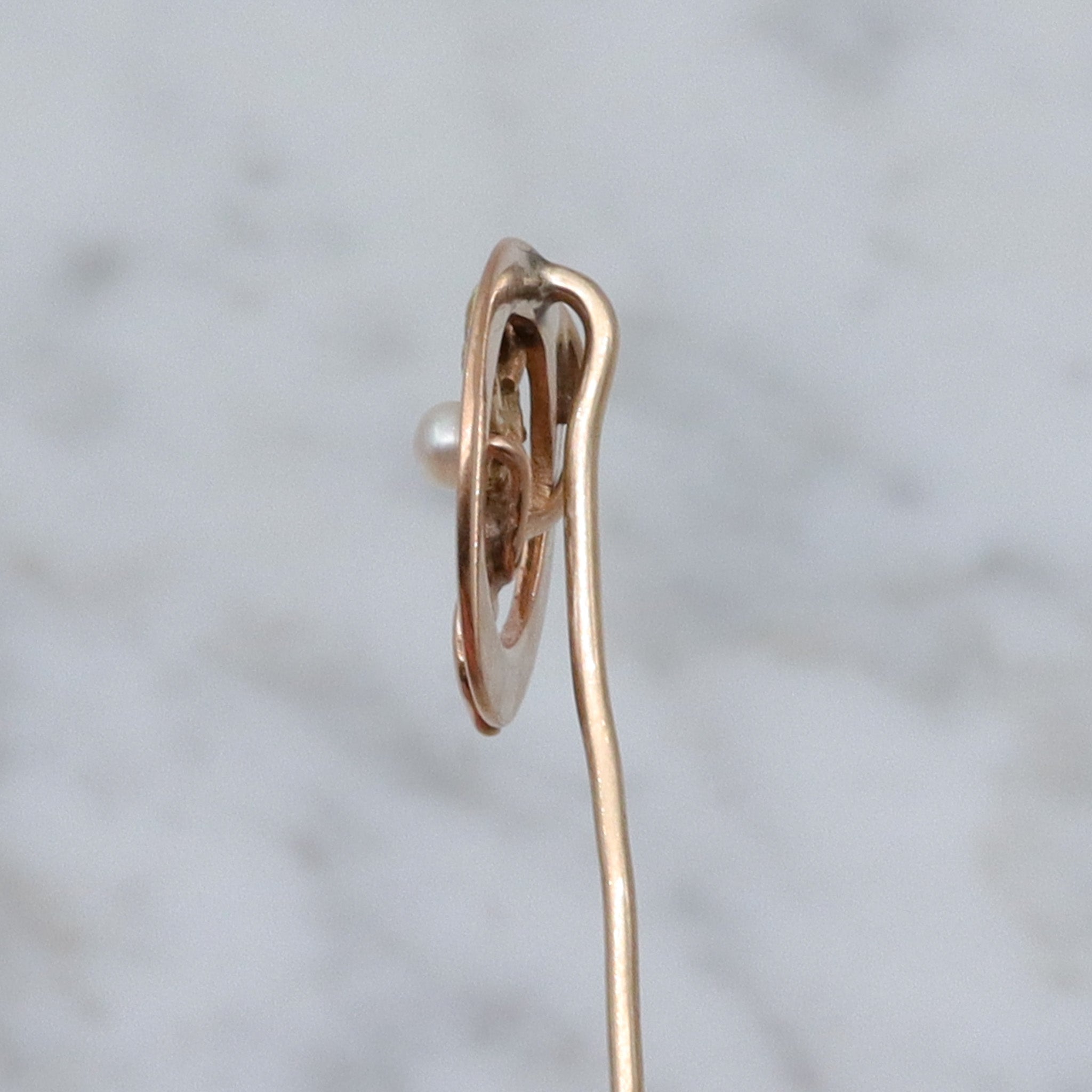 Antique Victorian 14k gold sunflower & pearl circle stick pin