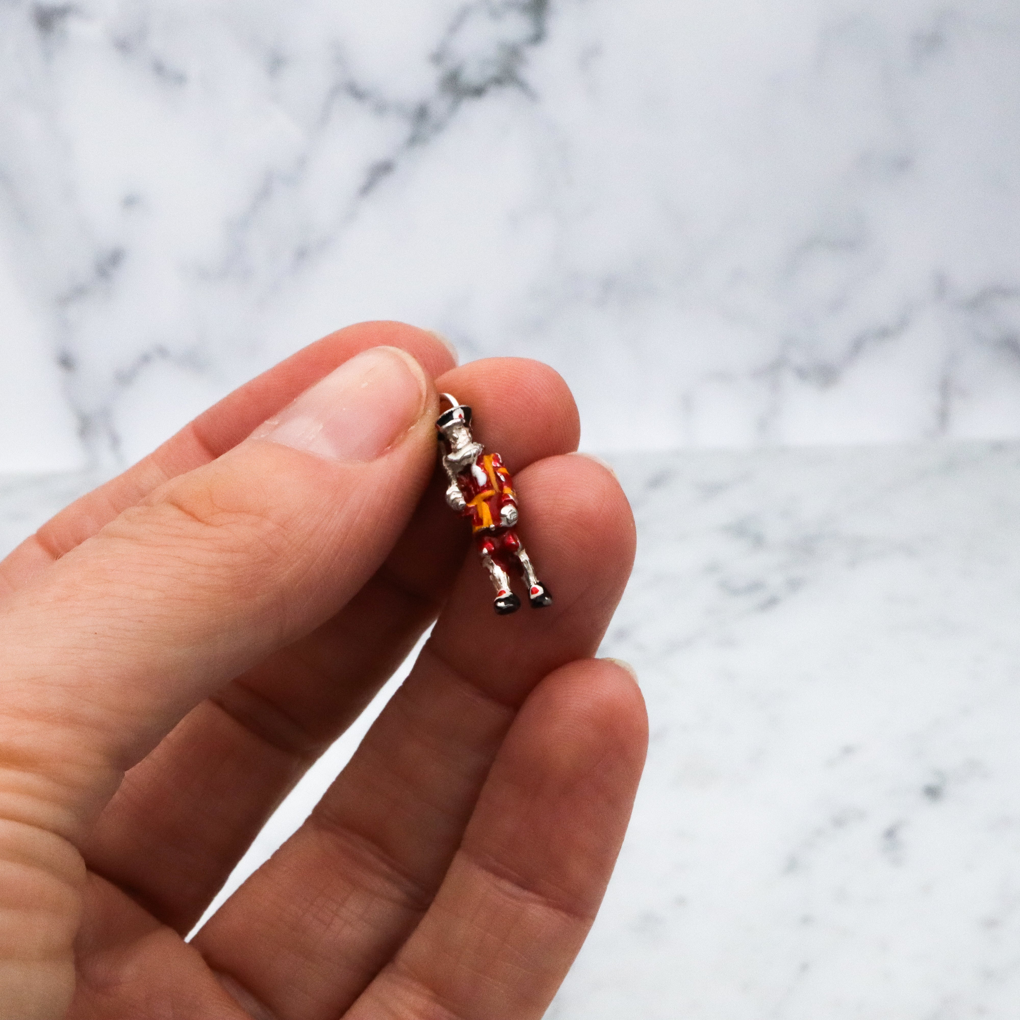 Antique sterling enamel Beefeater charm pendant