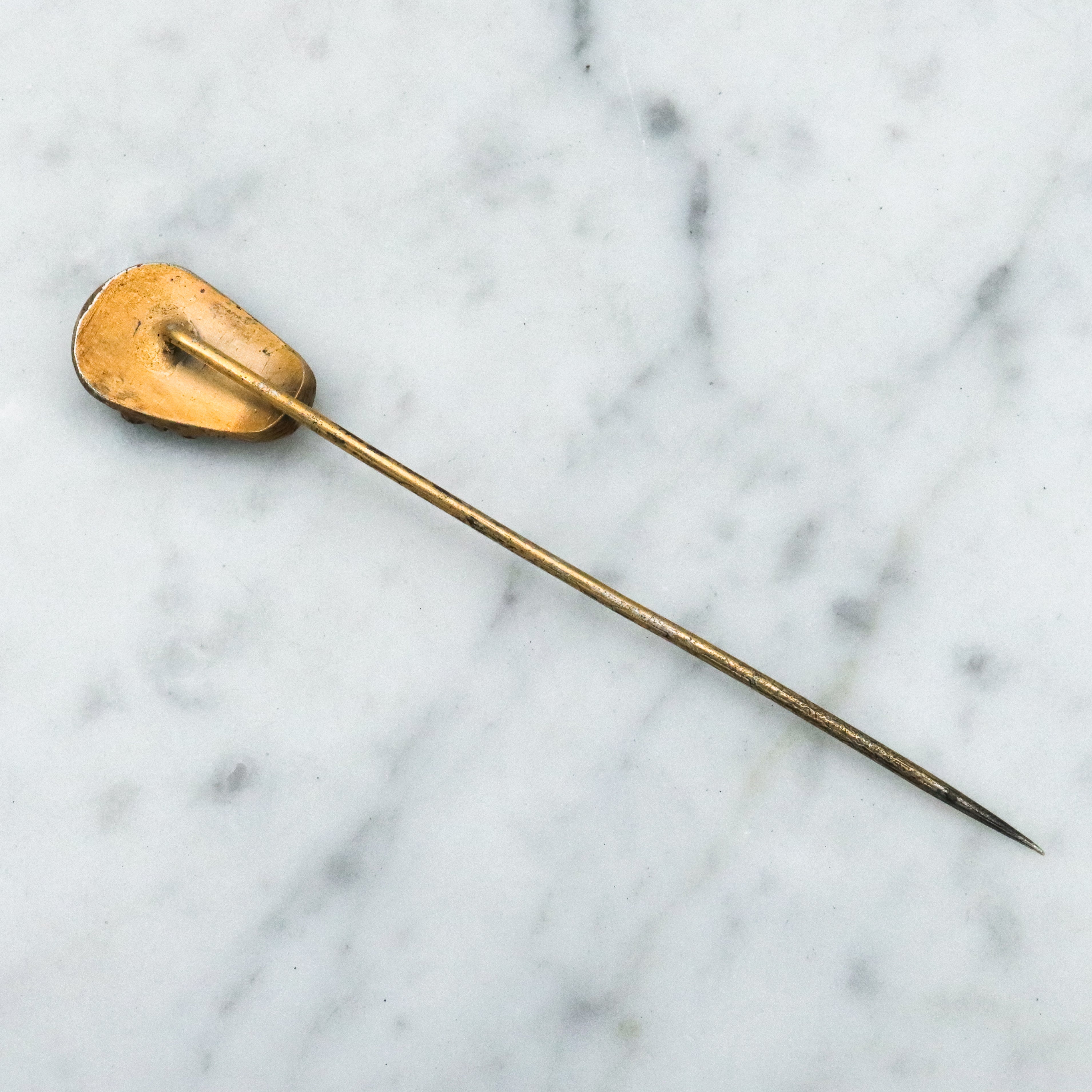 Antique gilt silver Mexican Aztec tribal mask stick pin