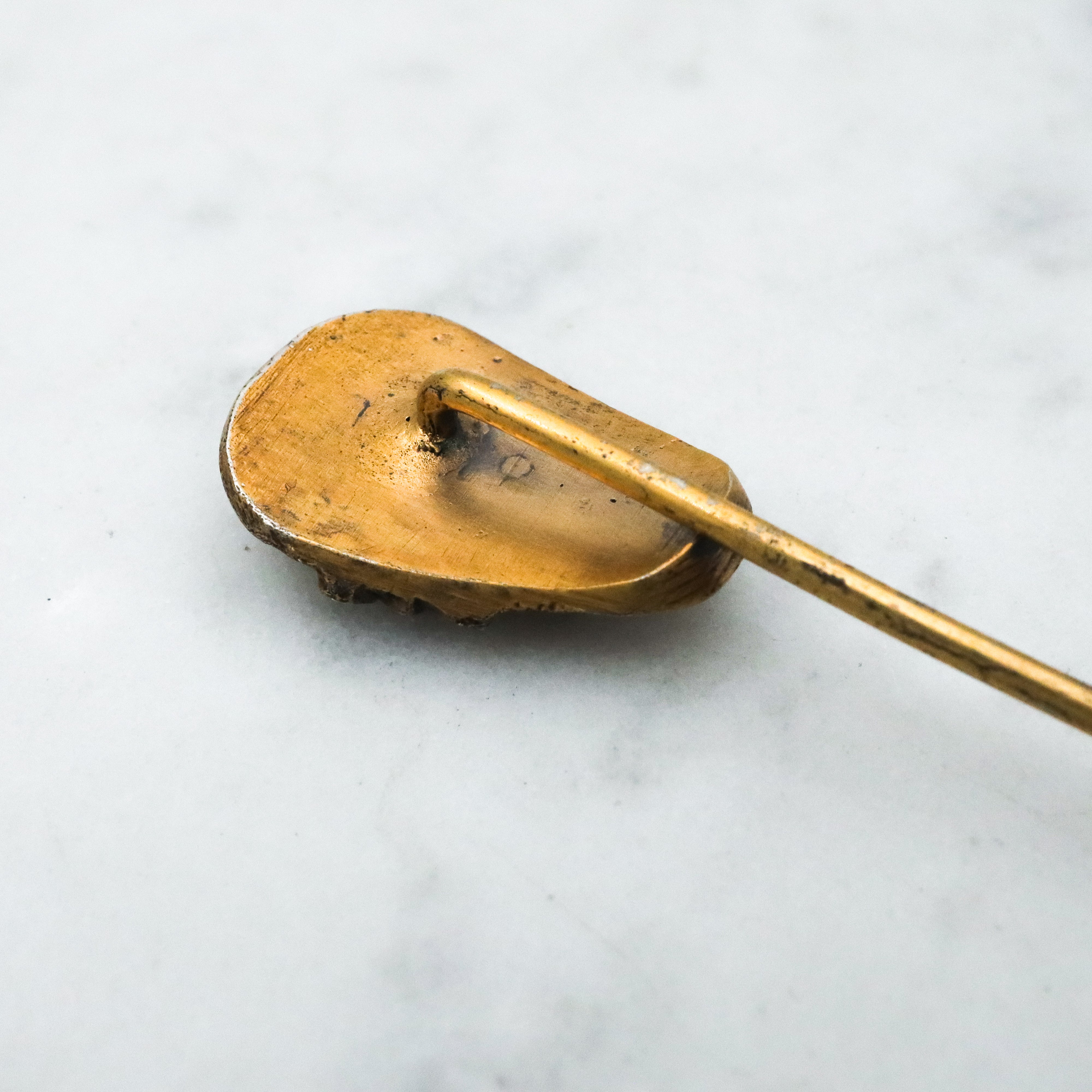 Antique gilt silver Mexican Aztec tribal mask stick pin