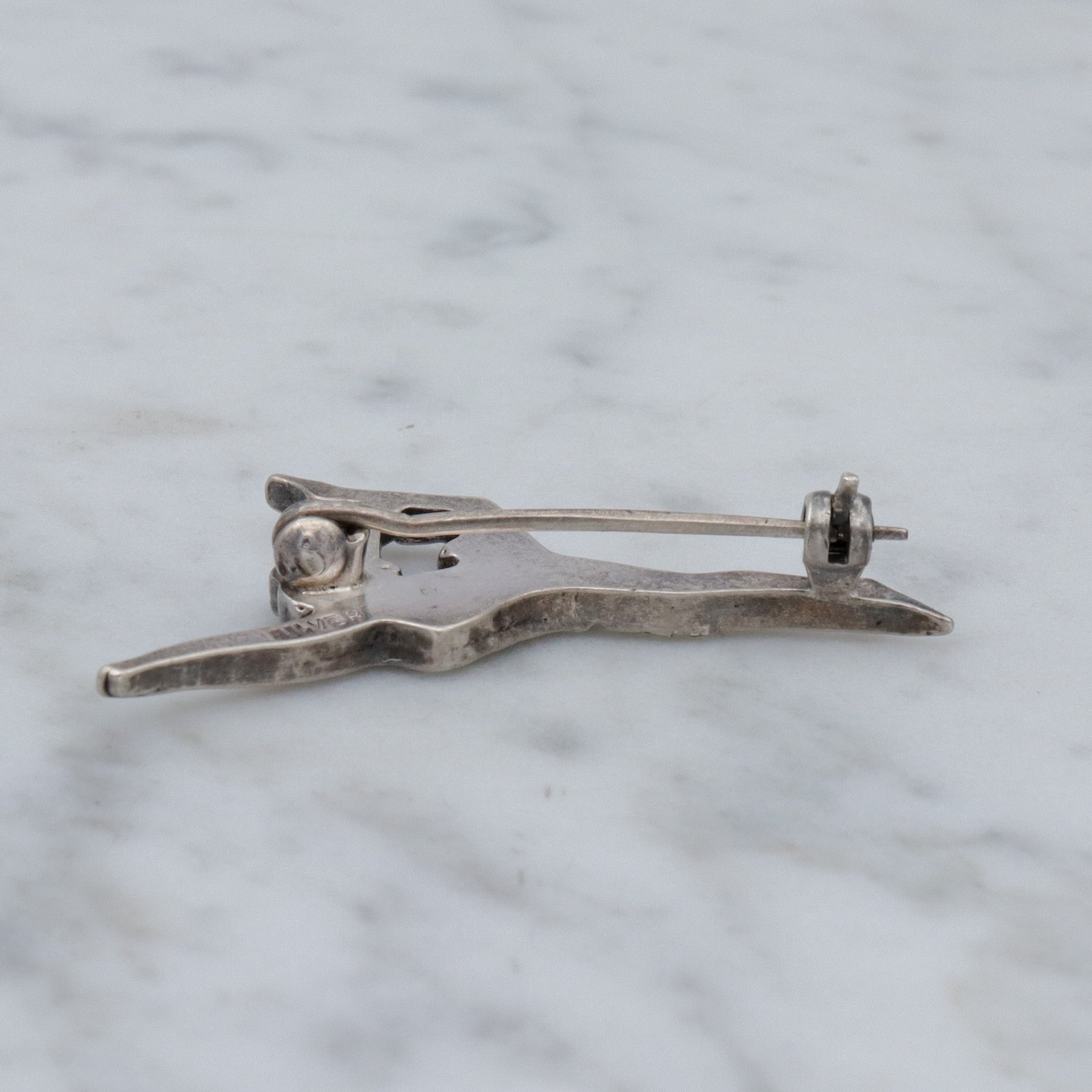 Antique Art Deco sterling marcasite figural gymnast brooch