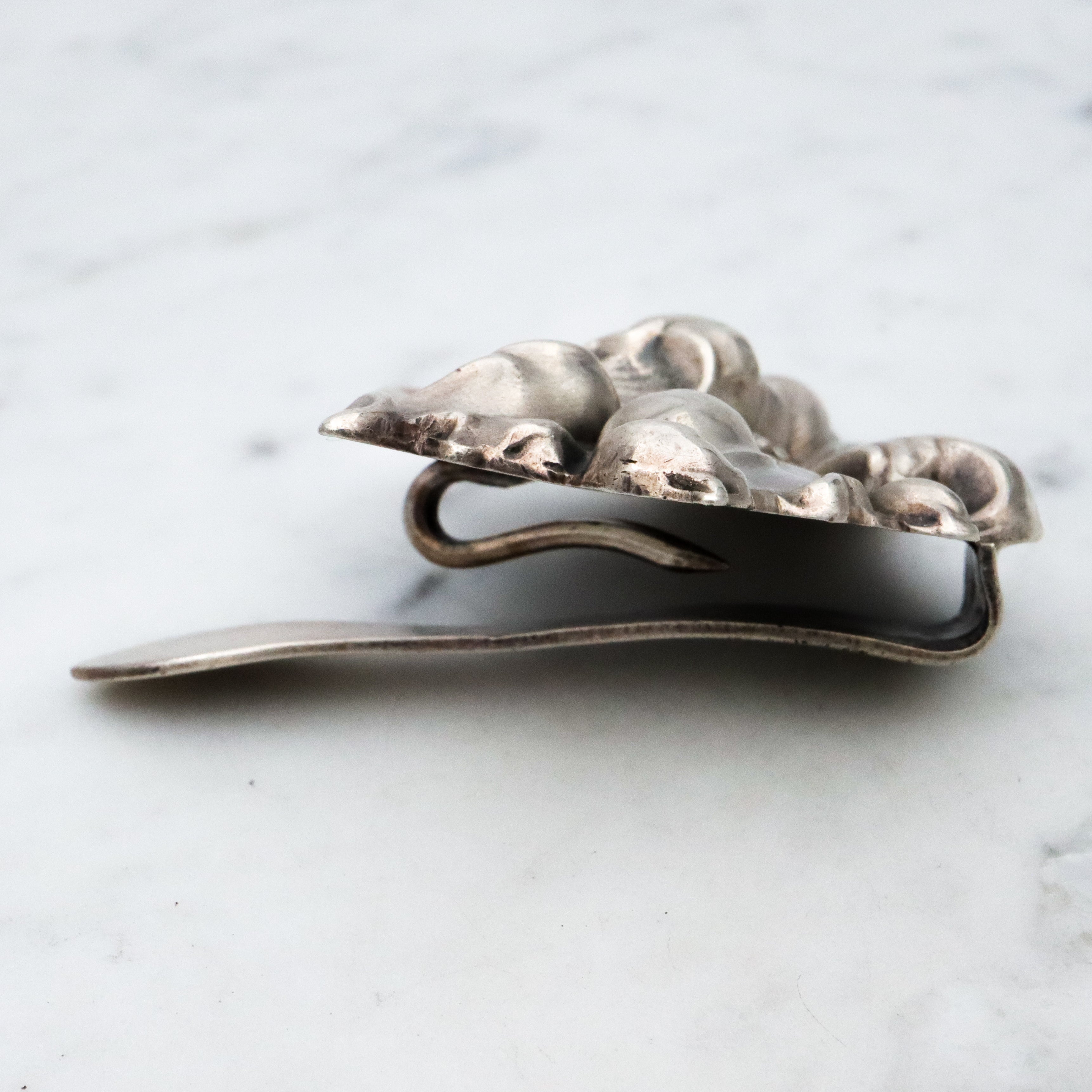 Antique Art Nouveau Unger Brothers poppy flower chatelaine clip