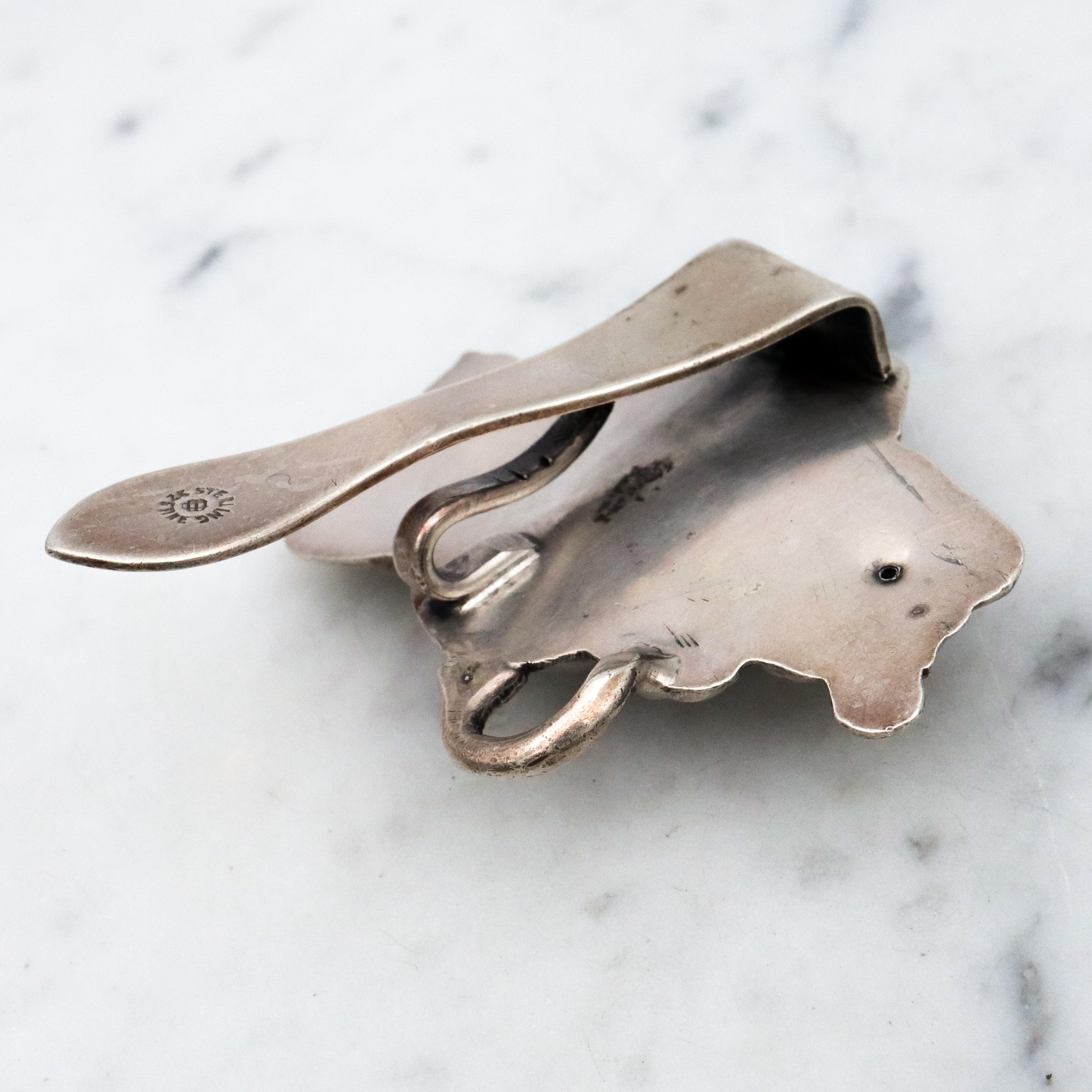 Antique Art Nouveau Unger Brothers poppy flower chatelaine clip