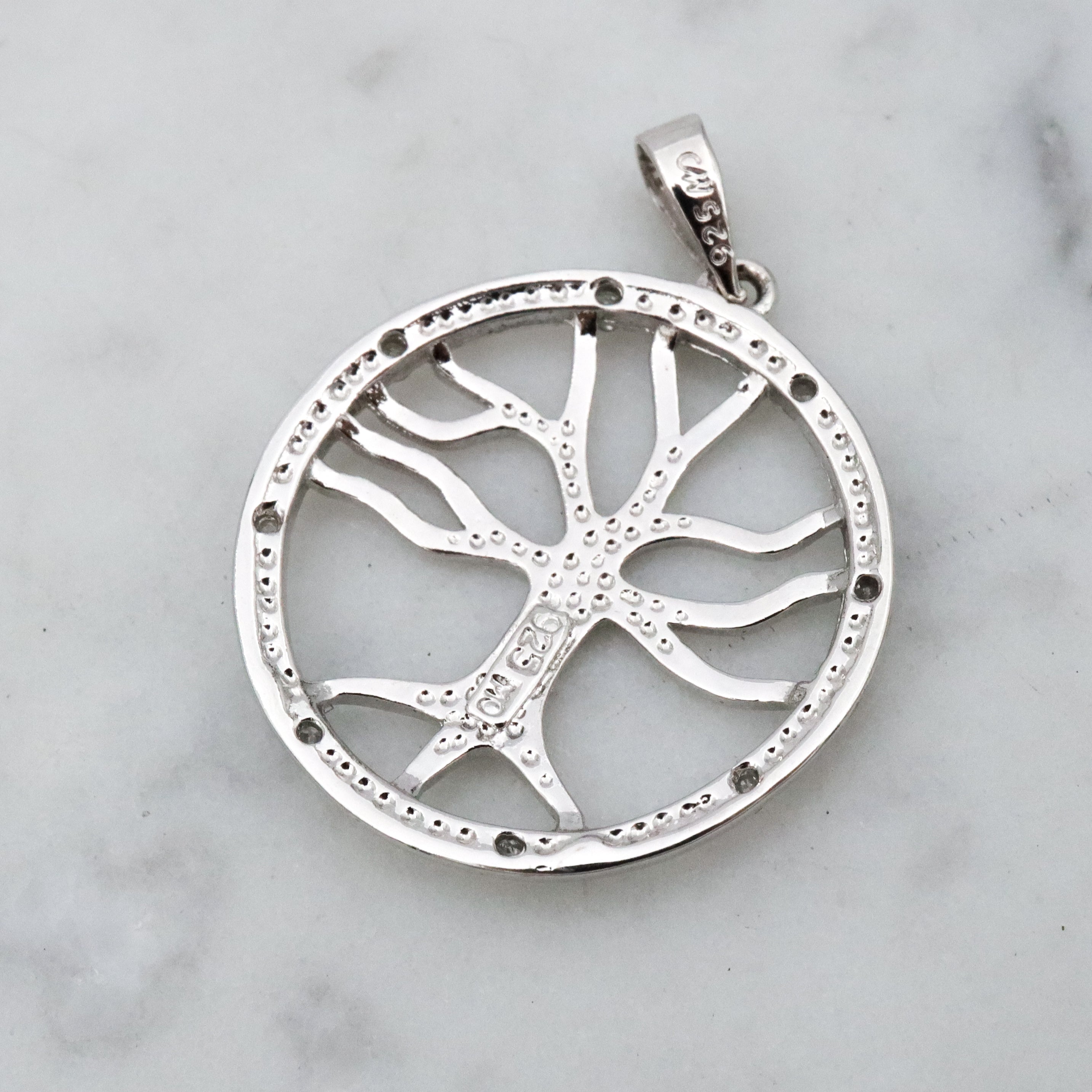 Vintage Marsala sterling & diamond tree of life pendant