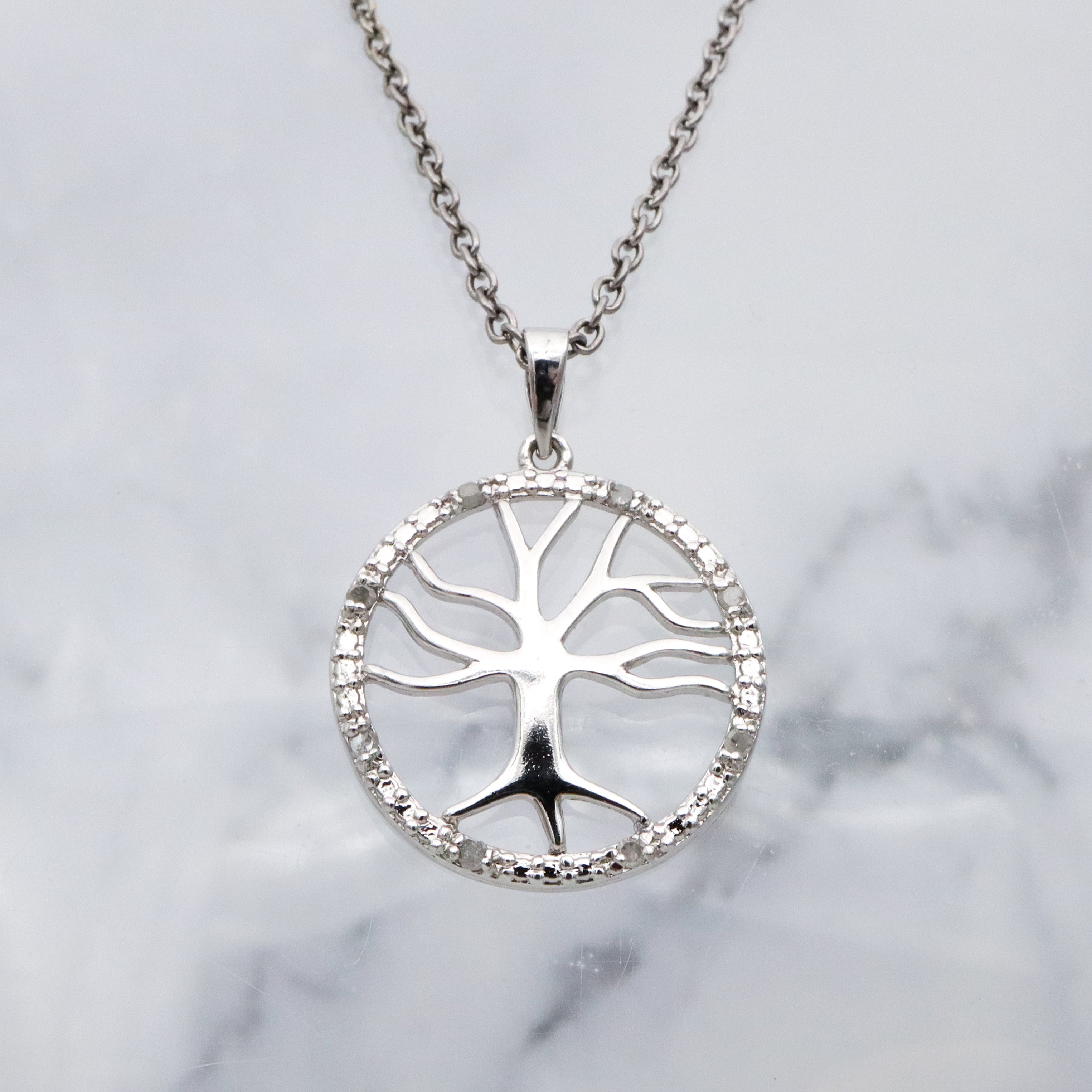 Vintage Marsala sterling & diamond tree of life pendant