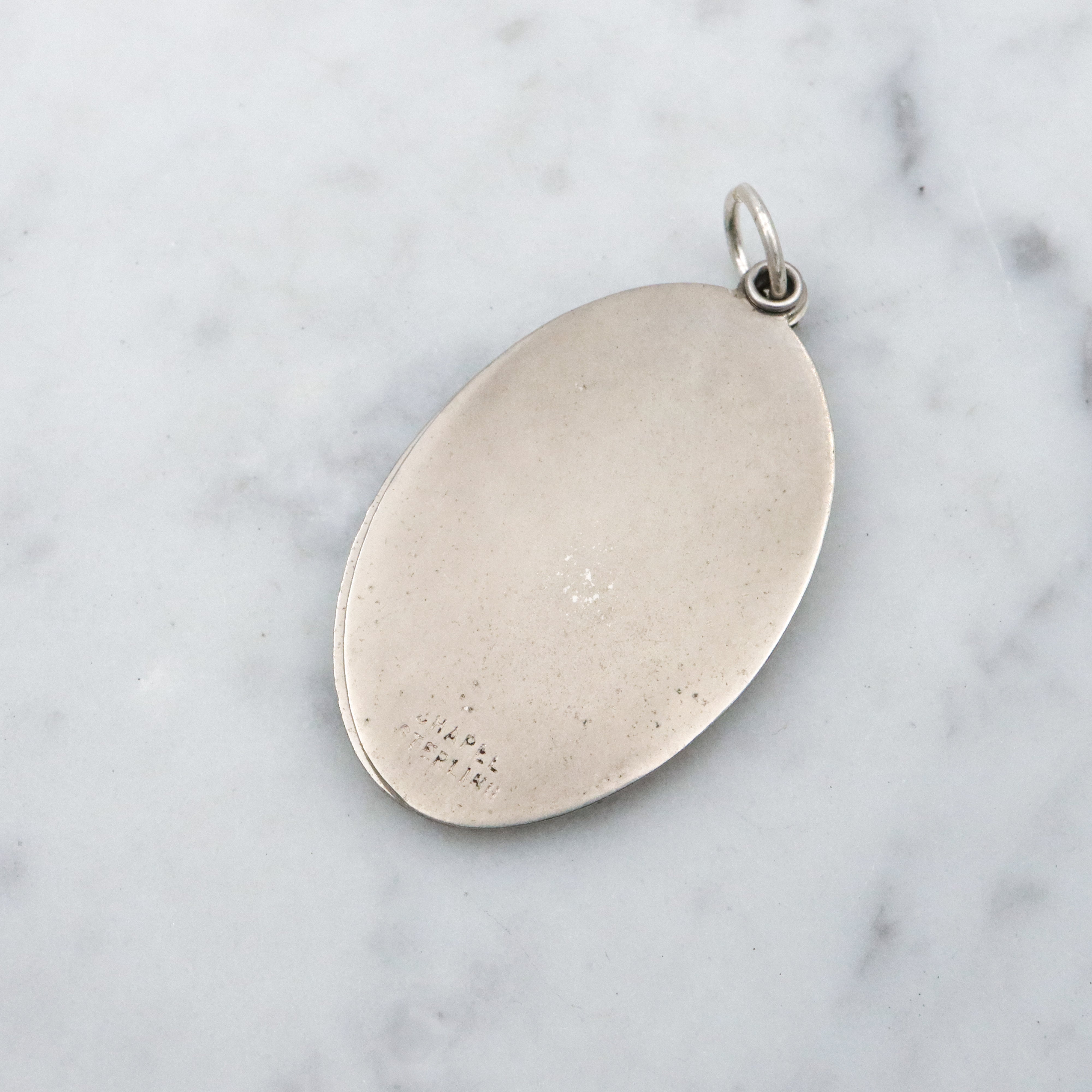 Vintage Chapel sterling Large Saint Christopher slide medallion pendant