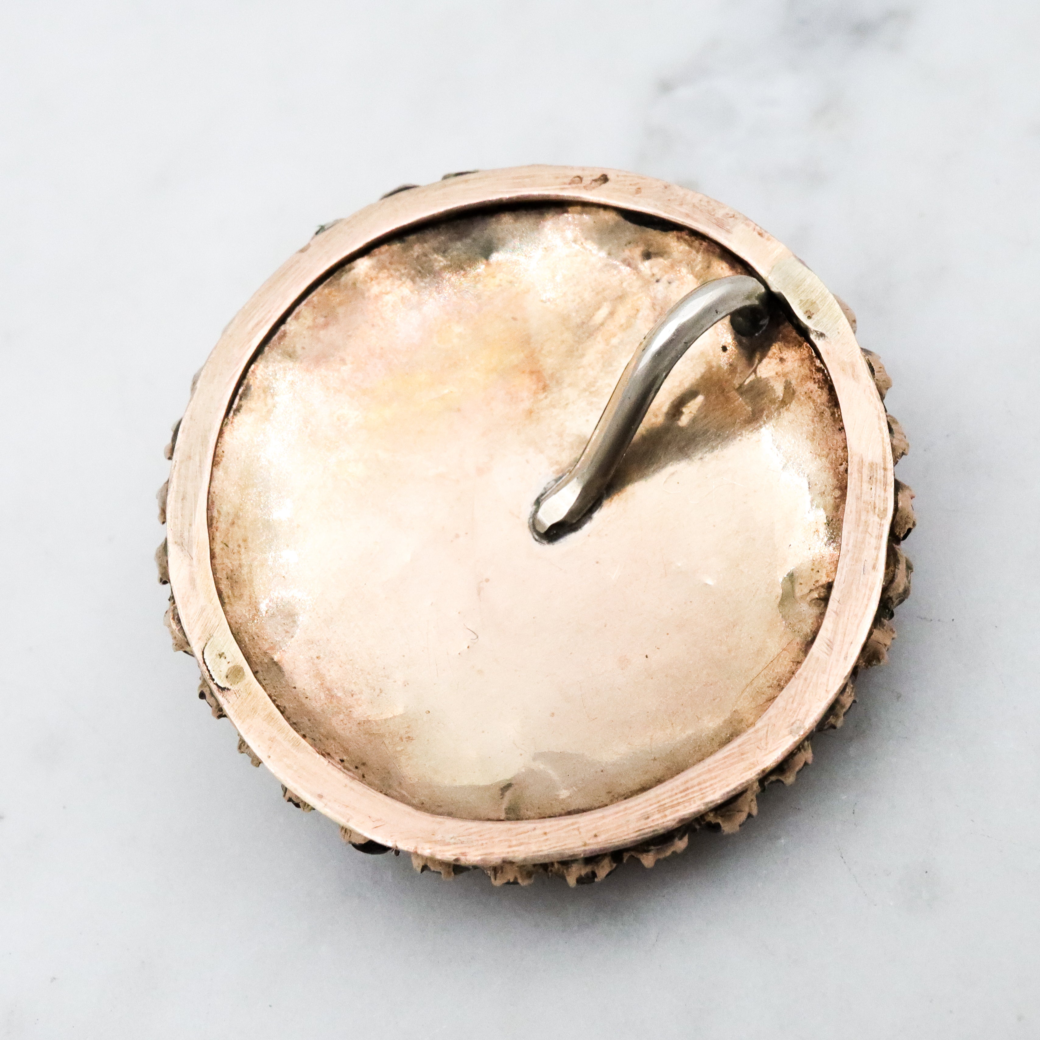 Antique Victorian gilt silver Bohemian garnet domed circle pendant