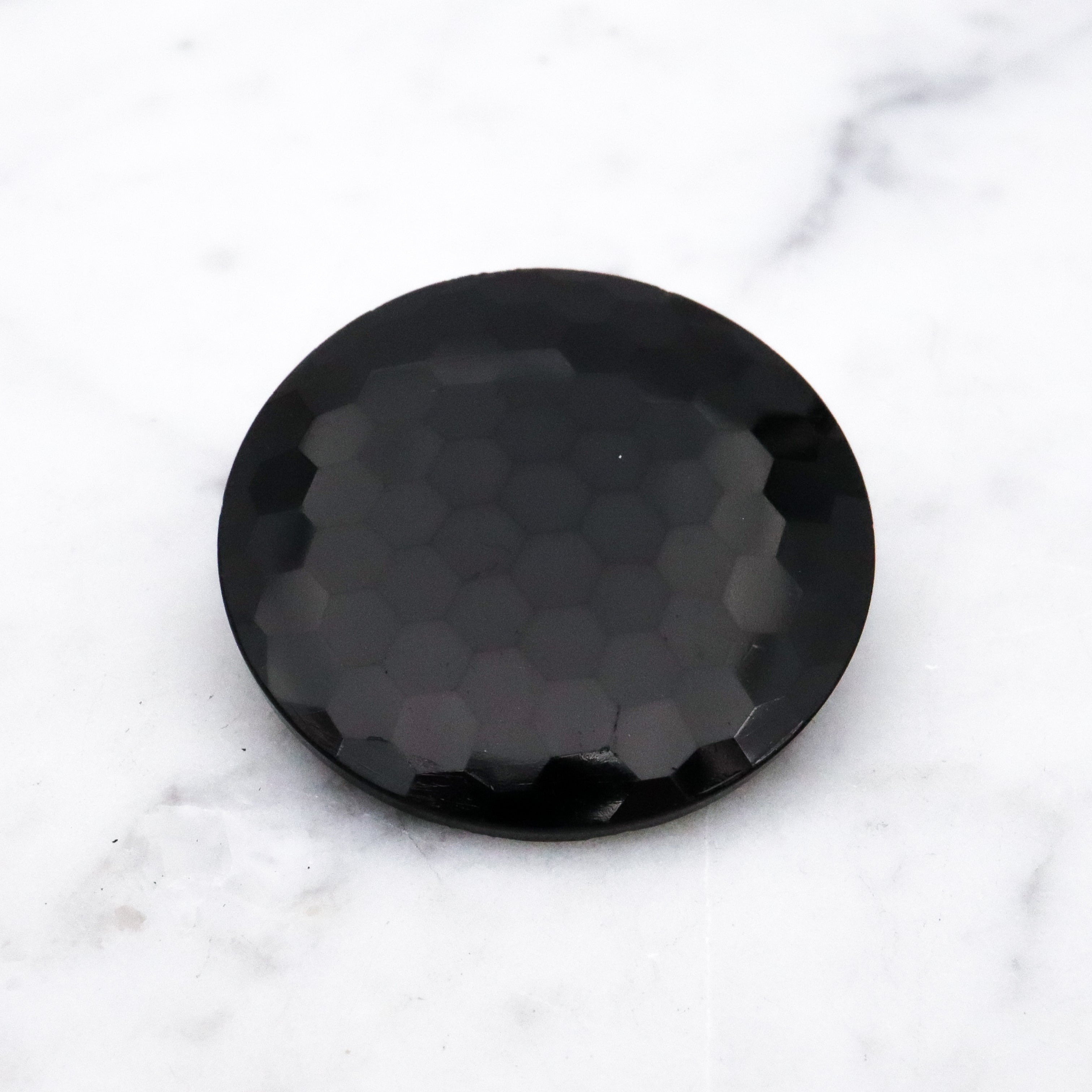 Antique Victorian French Jet glass faceted button brooch