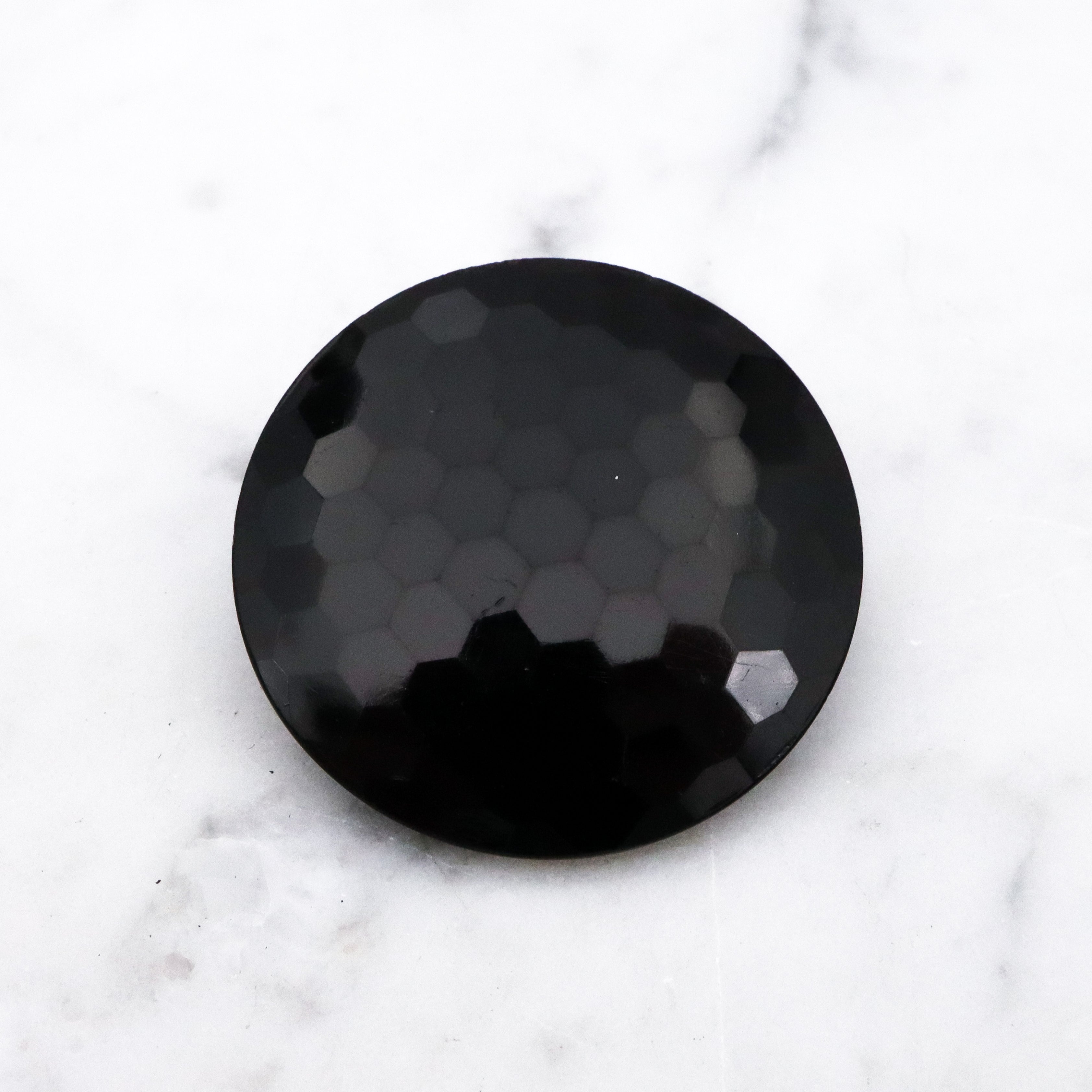 Antique Victorian French Jet glass faceted button brooch