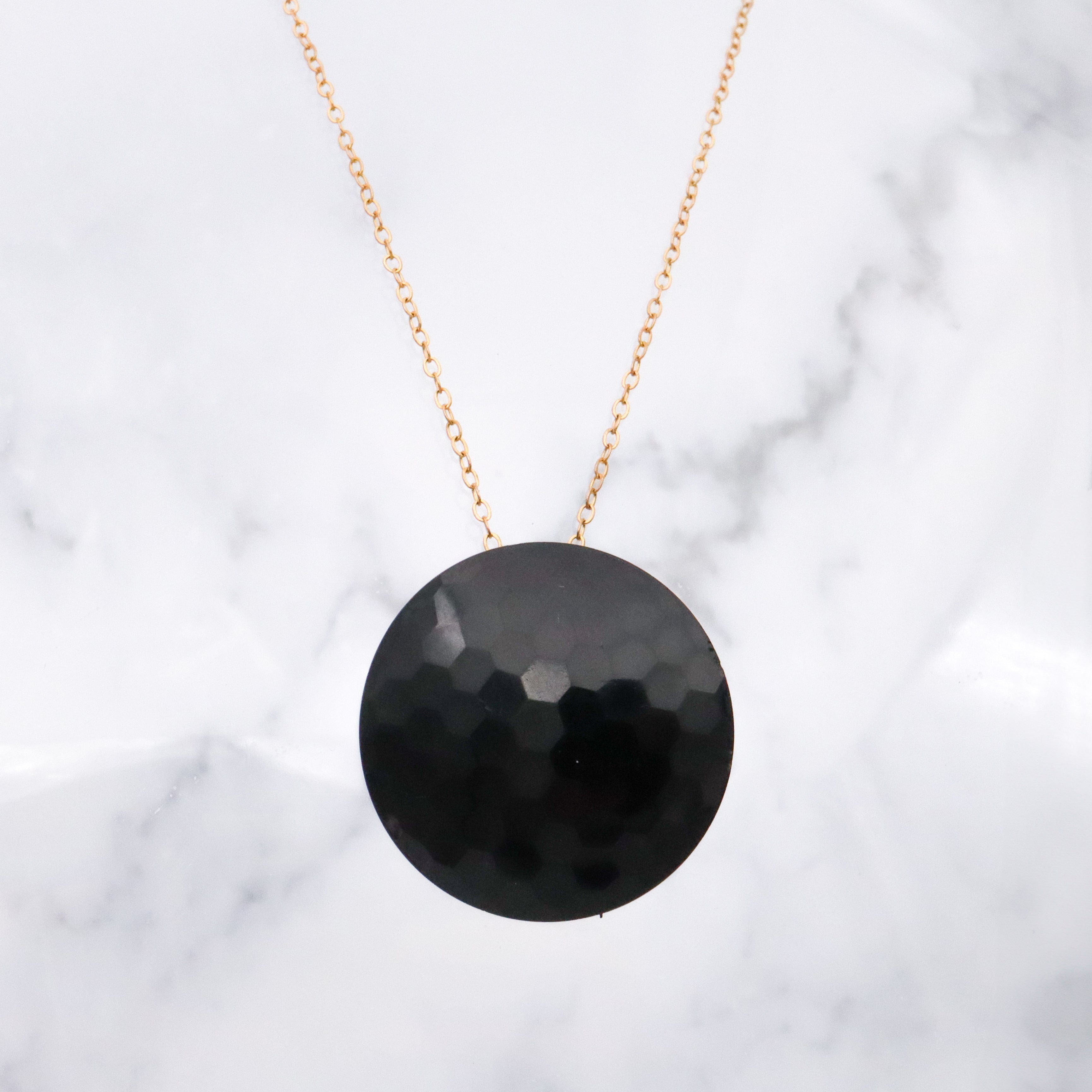 Antique Victorian French Jet glass faceted button brooch