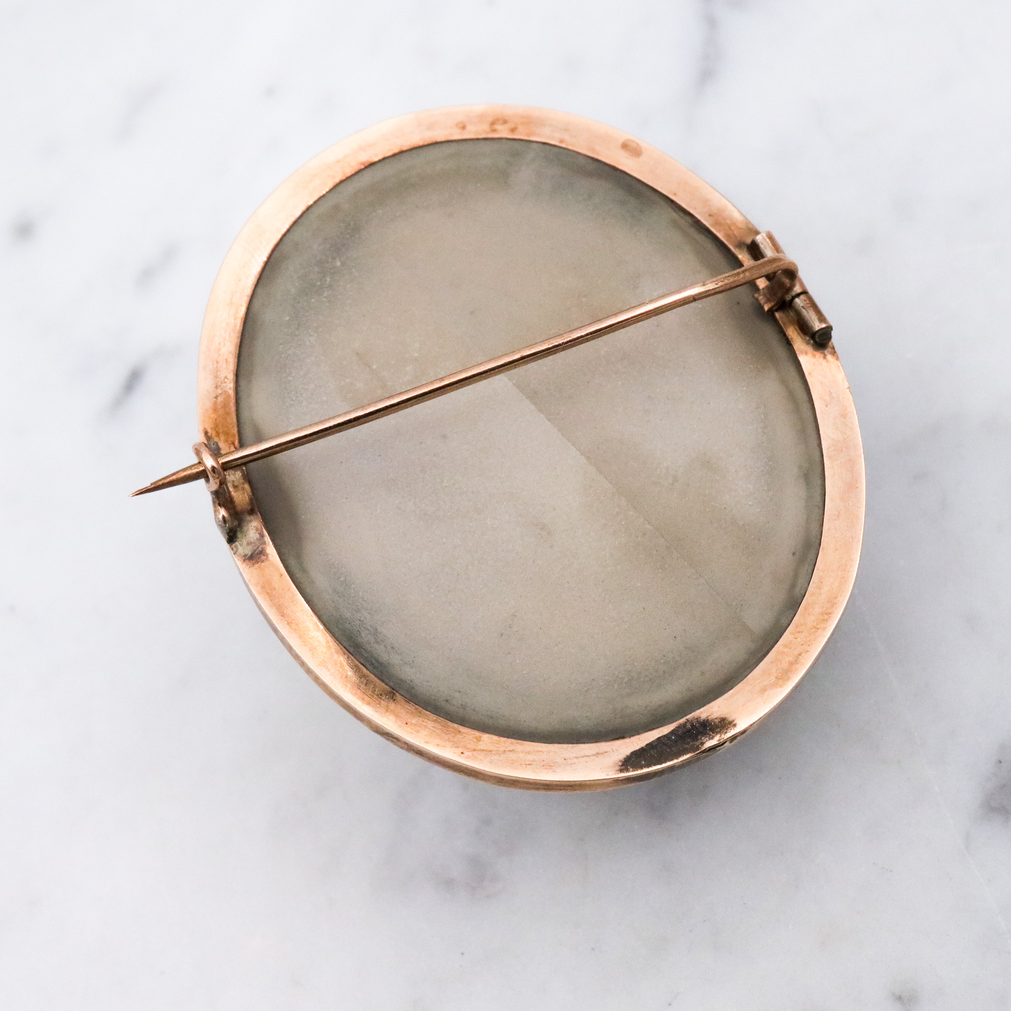 Extraordinary early Victorian high relief carved lava cameo gold filled brooch