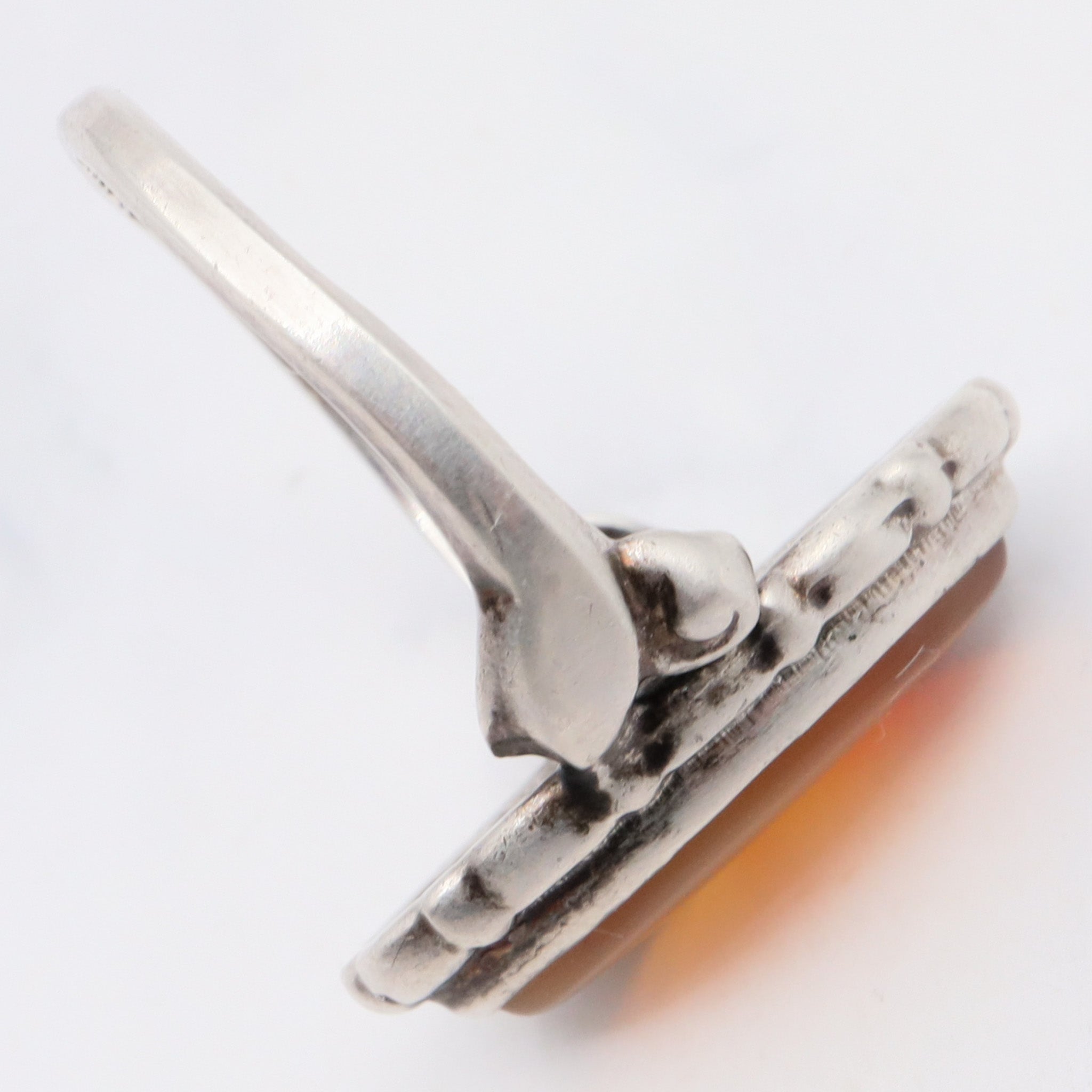 Antique Art Deco Uncas sterling & carnelian agate ring, sz 5.25