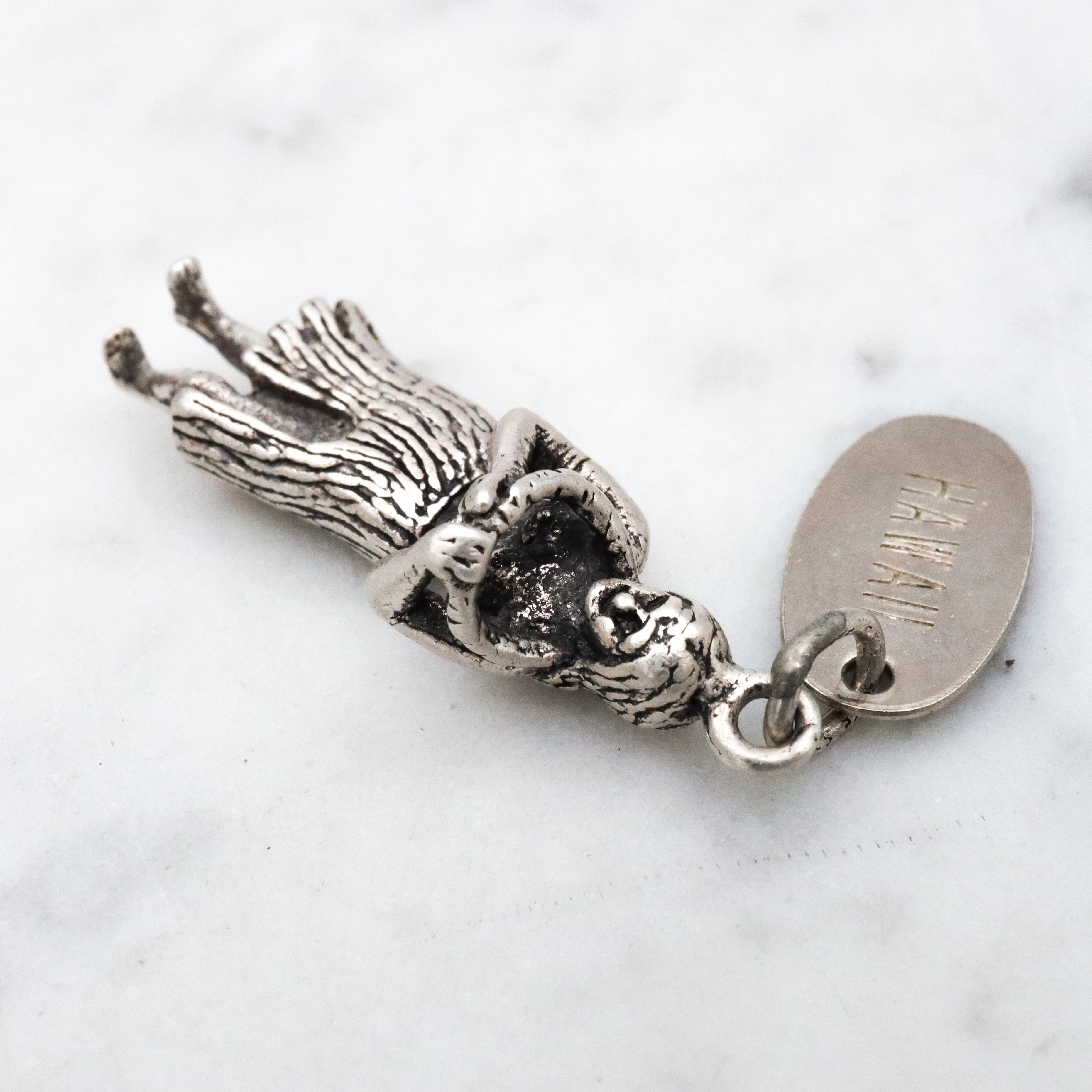 Vintage large sterling Hawaii Hula girl with lei charm pendant