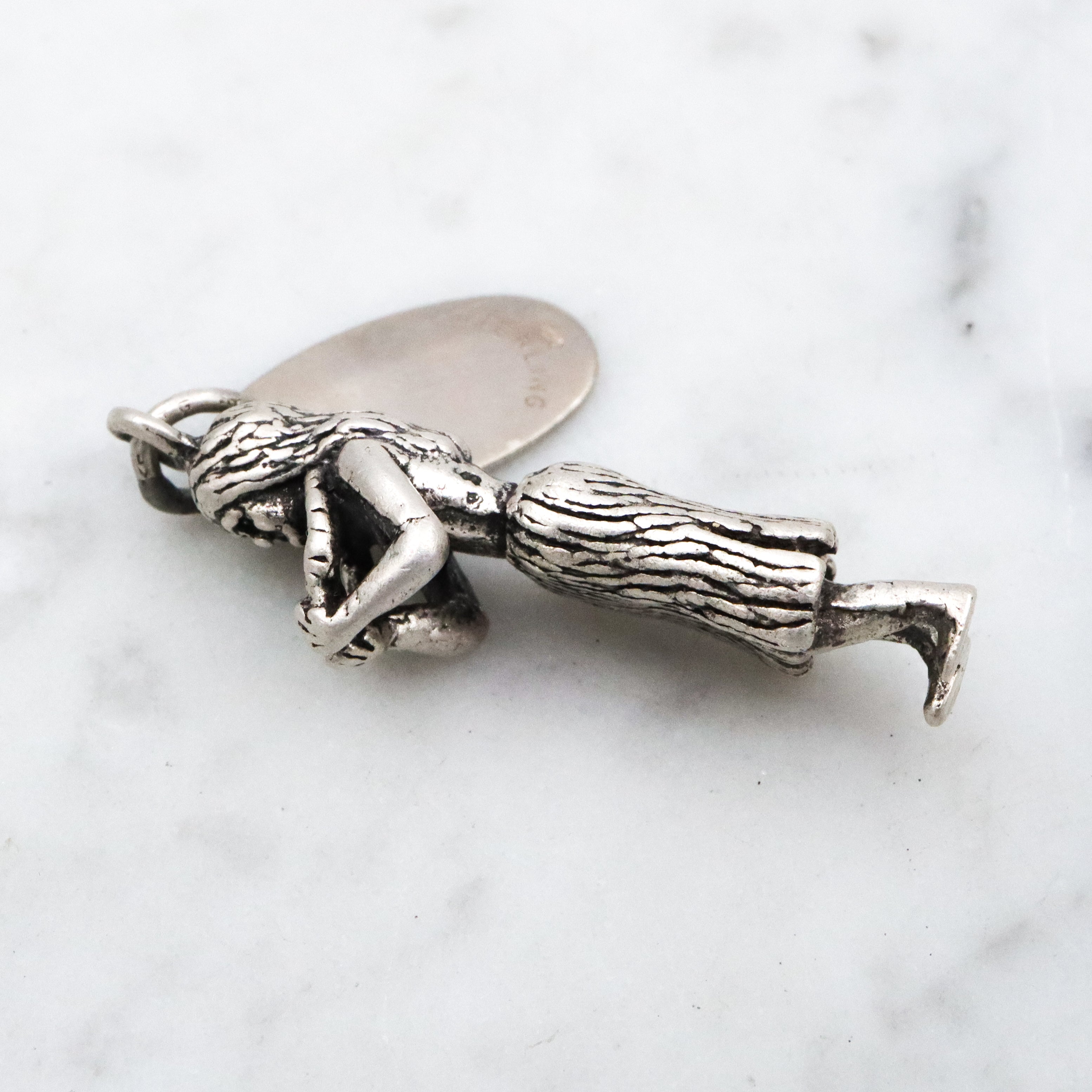 Vintage large sterling Hawaii Hula girl with lei charm pendant