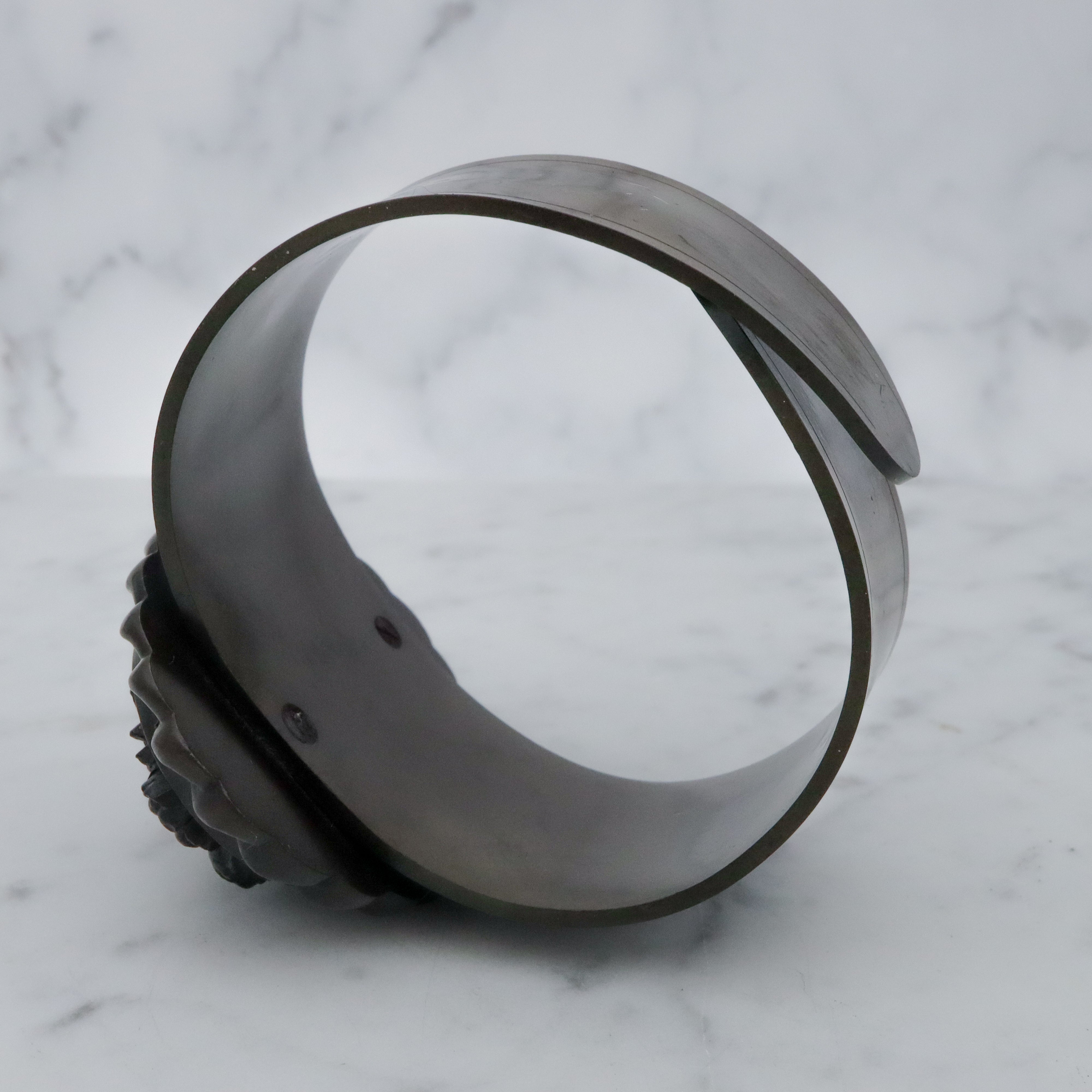 Antique Victorian gutta percha floral carved cuff bracelet