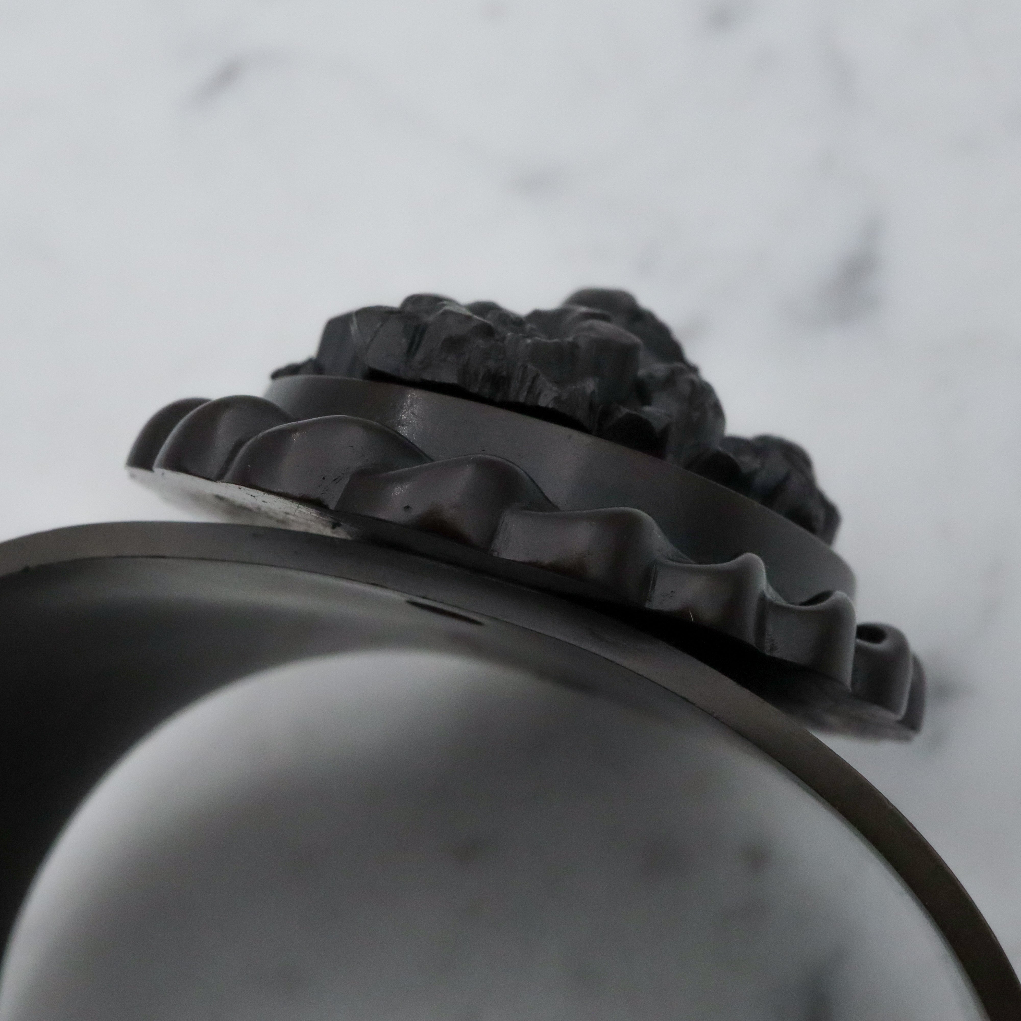 Antique Victorian gutta percha floral carved cuff bracelet