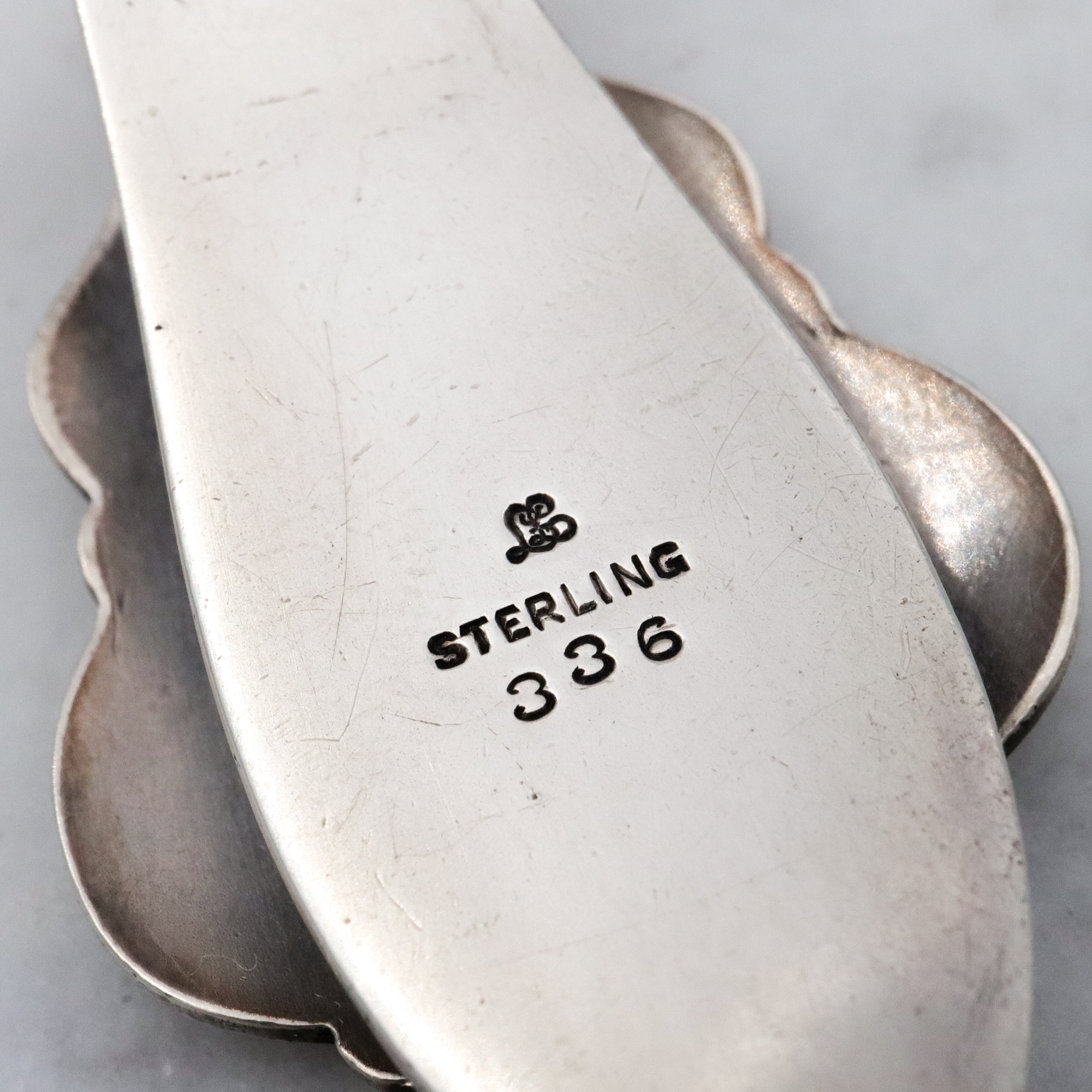 Mid Century floral engraved sterling money clip or bookmark