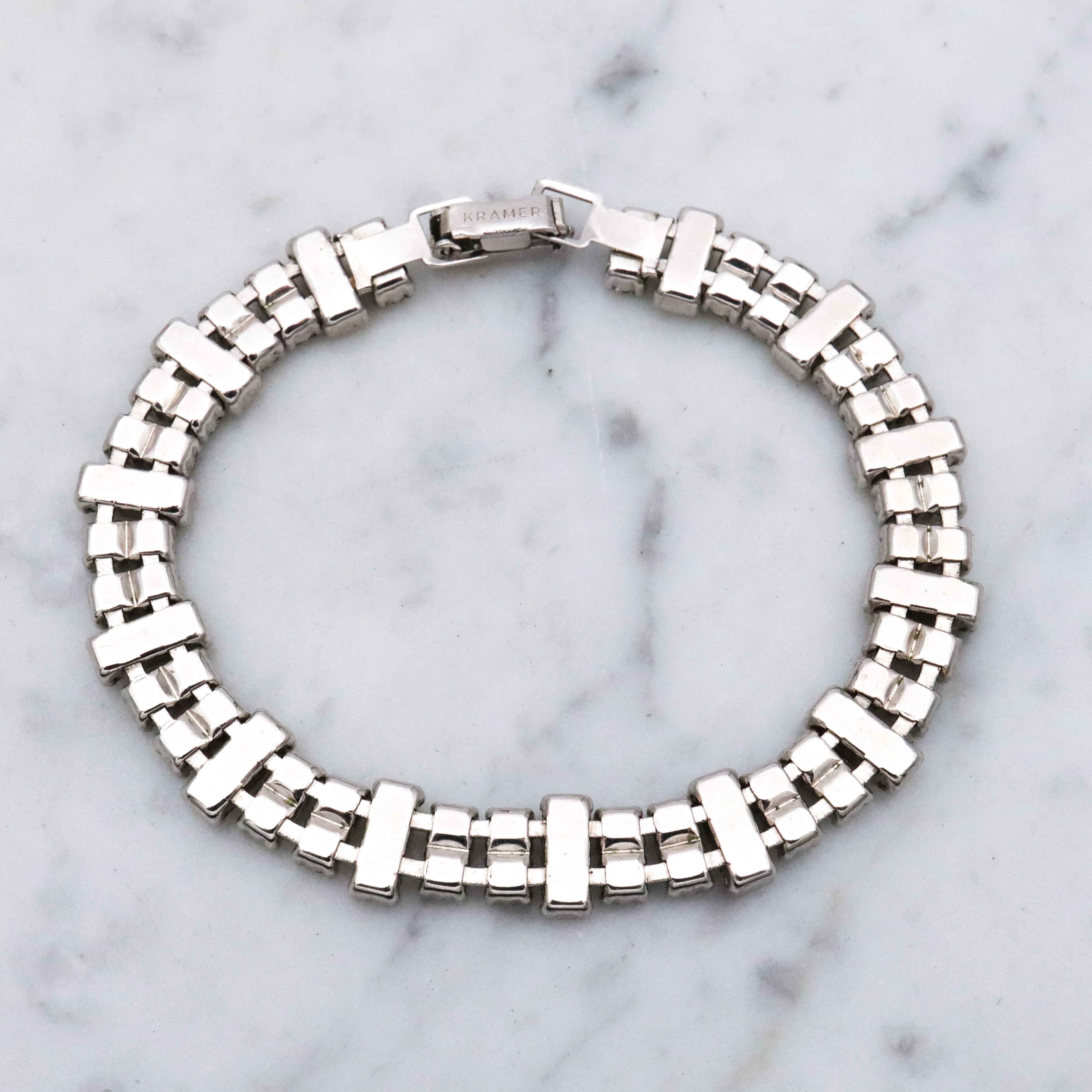 Mid Century Kramer rhinestone tennis bracelet