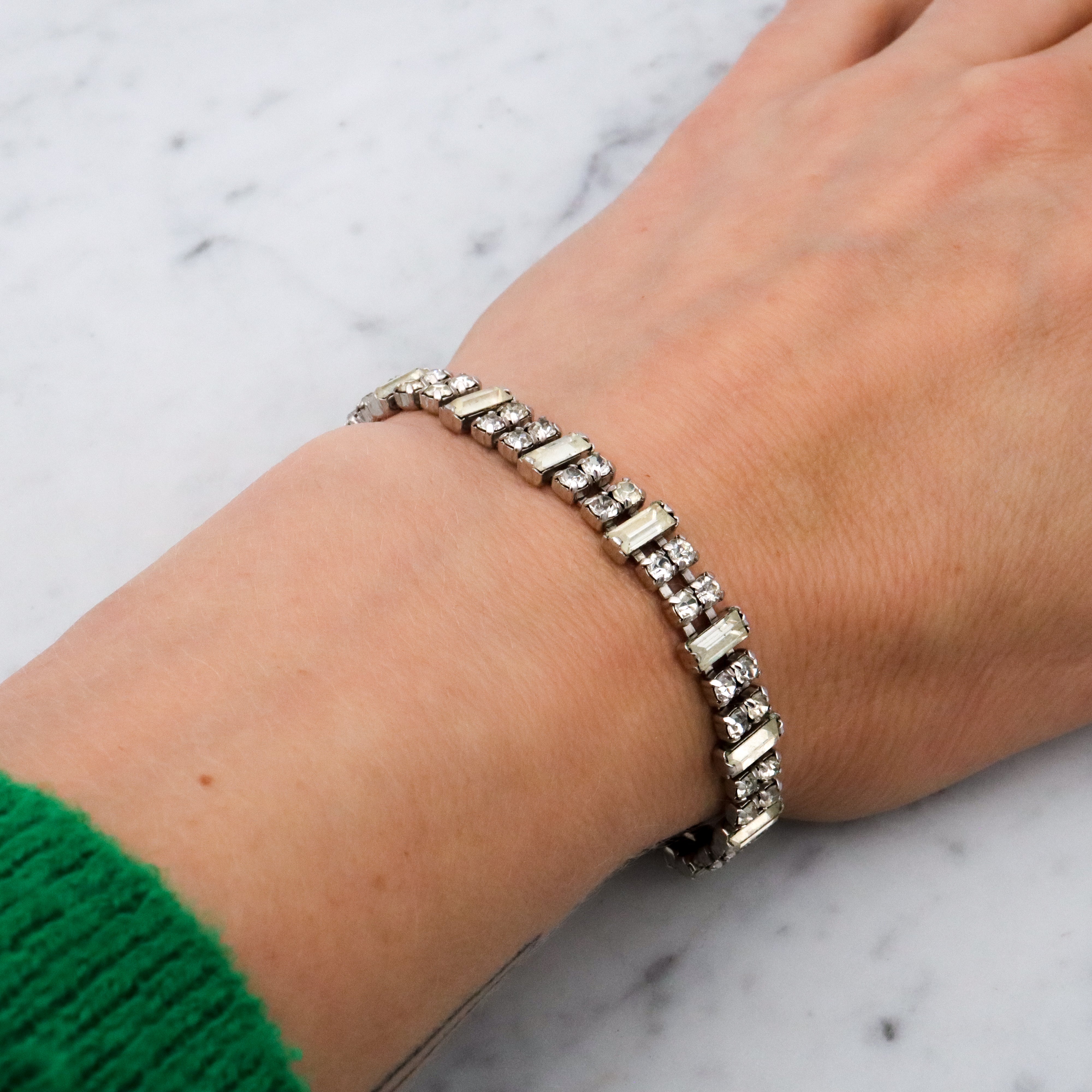 Mid Century Kramer rhinestone tennis bracelet