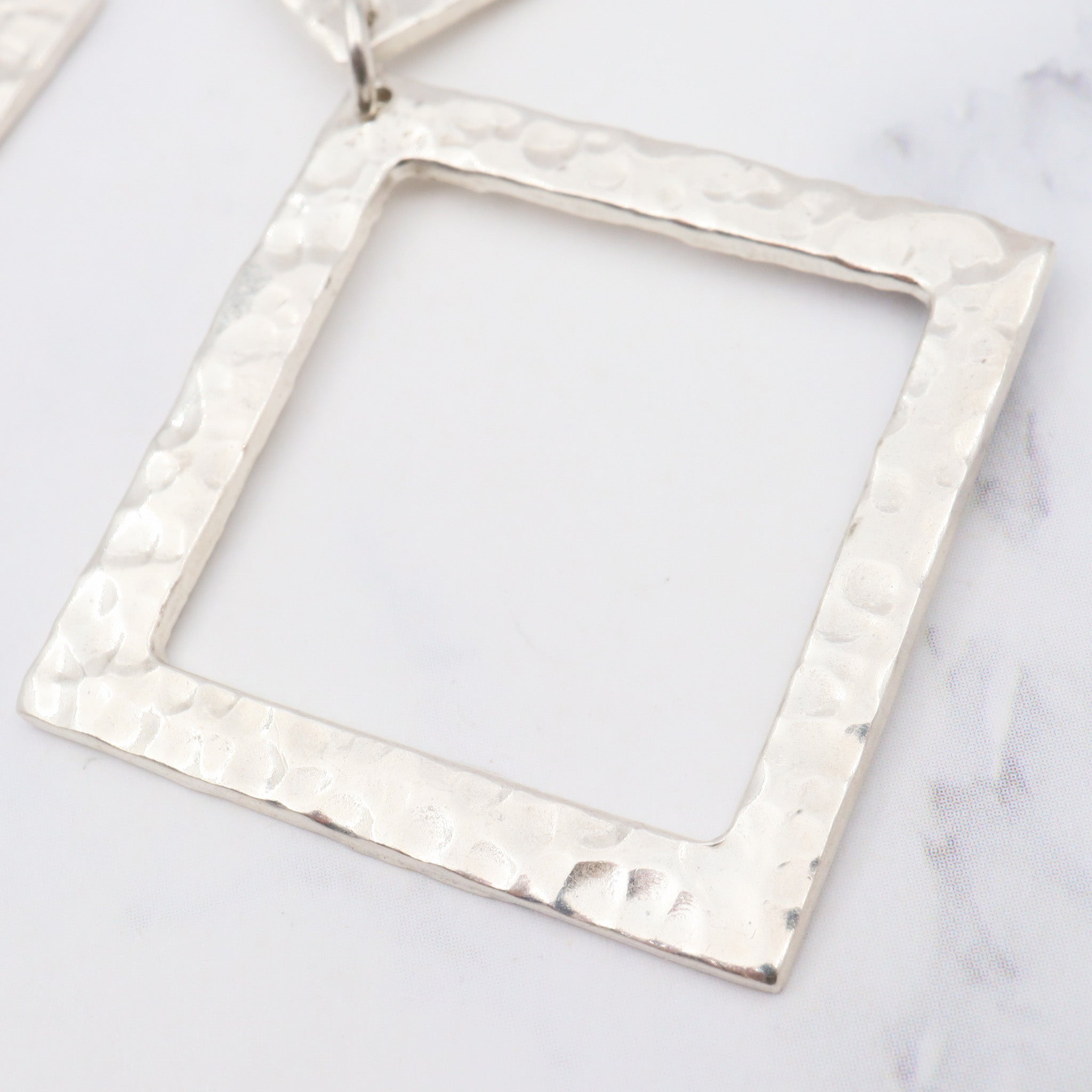 Vintage modern hammered sterling drop earrings