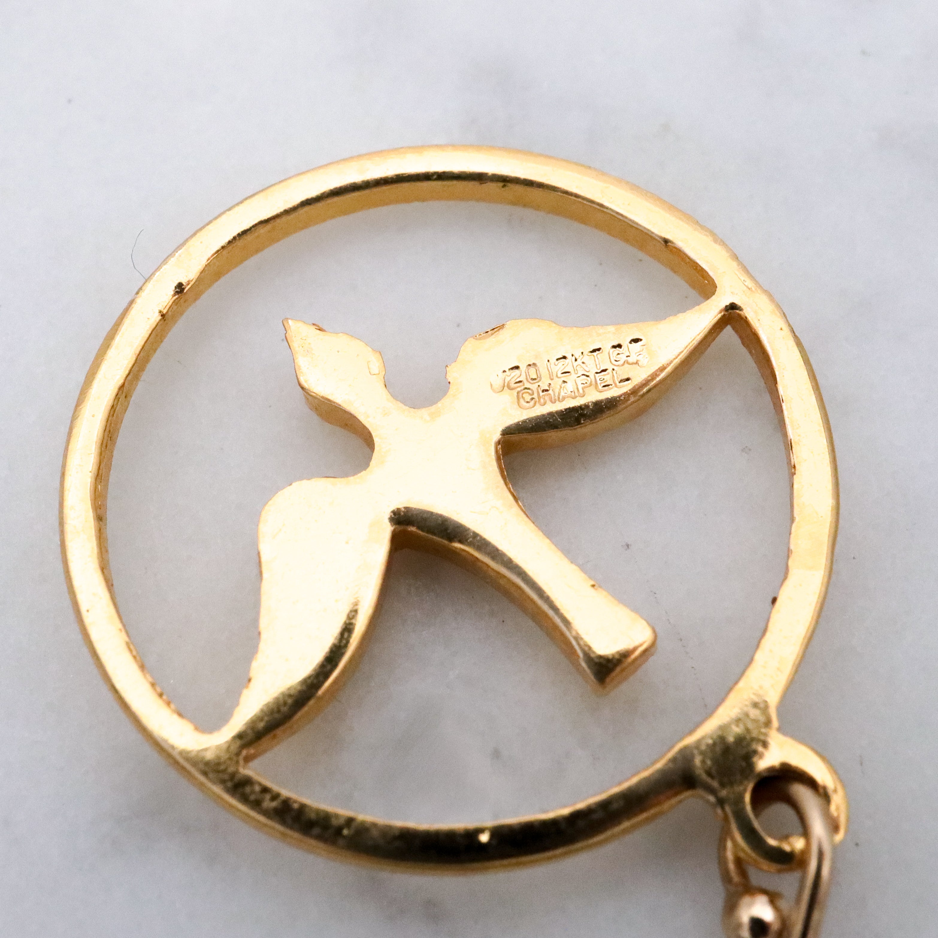 Retro Chapel 12k gold filled peace dove earrings