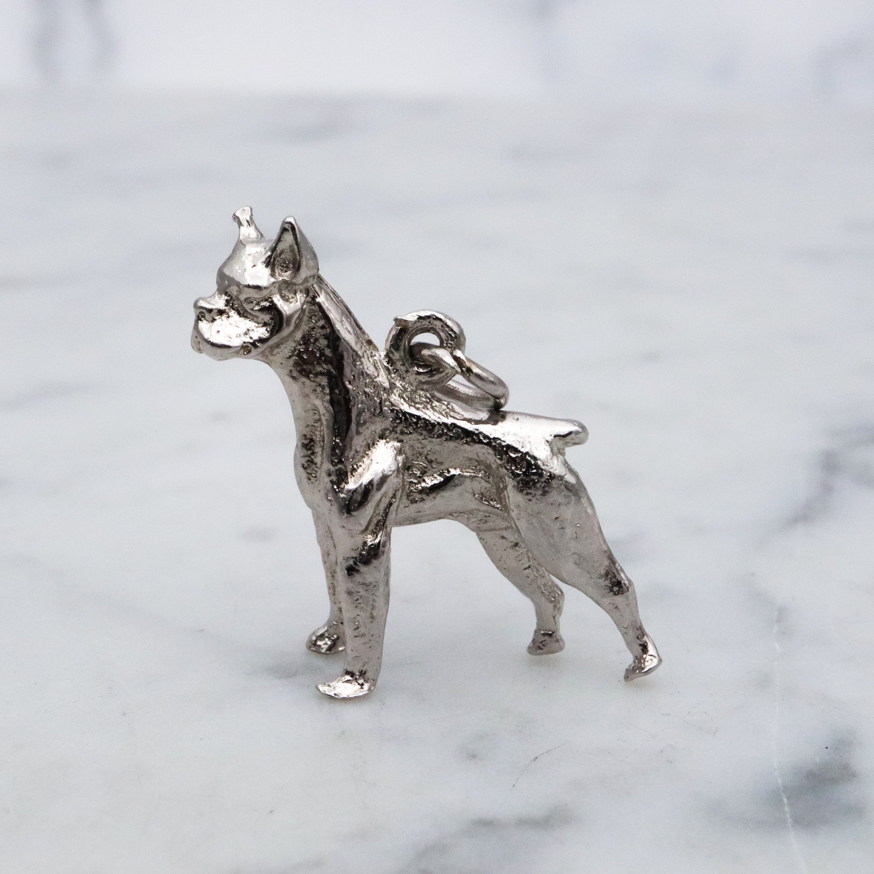 Vintage sterling boxer dog charm pendant