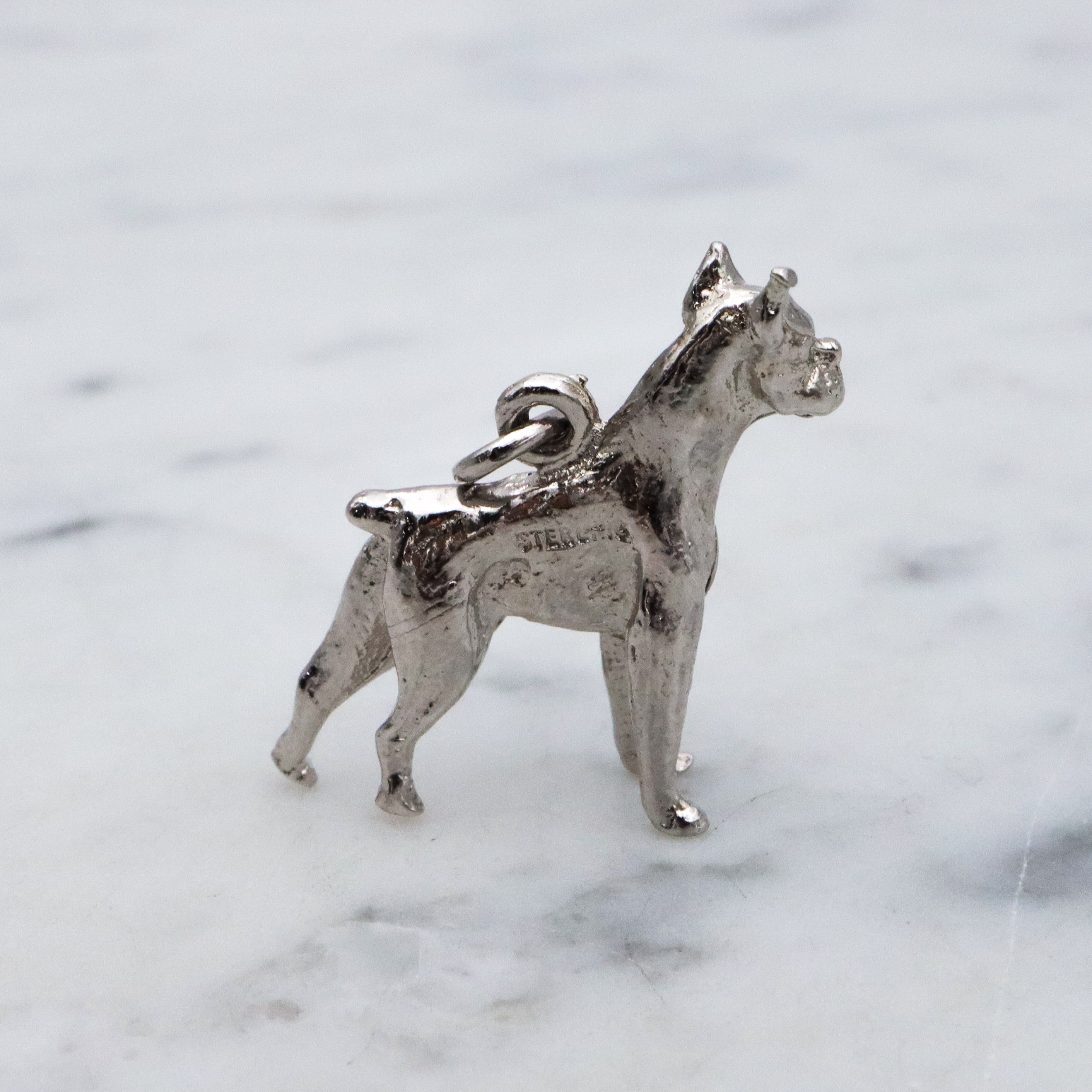 Vintage sterling boxer dog charm pendant