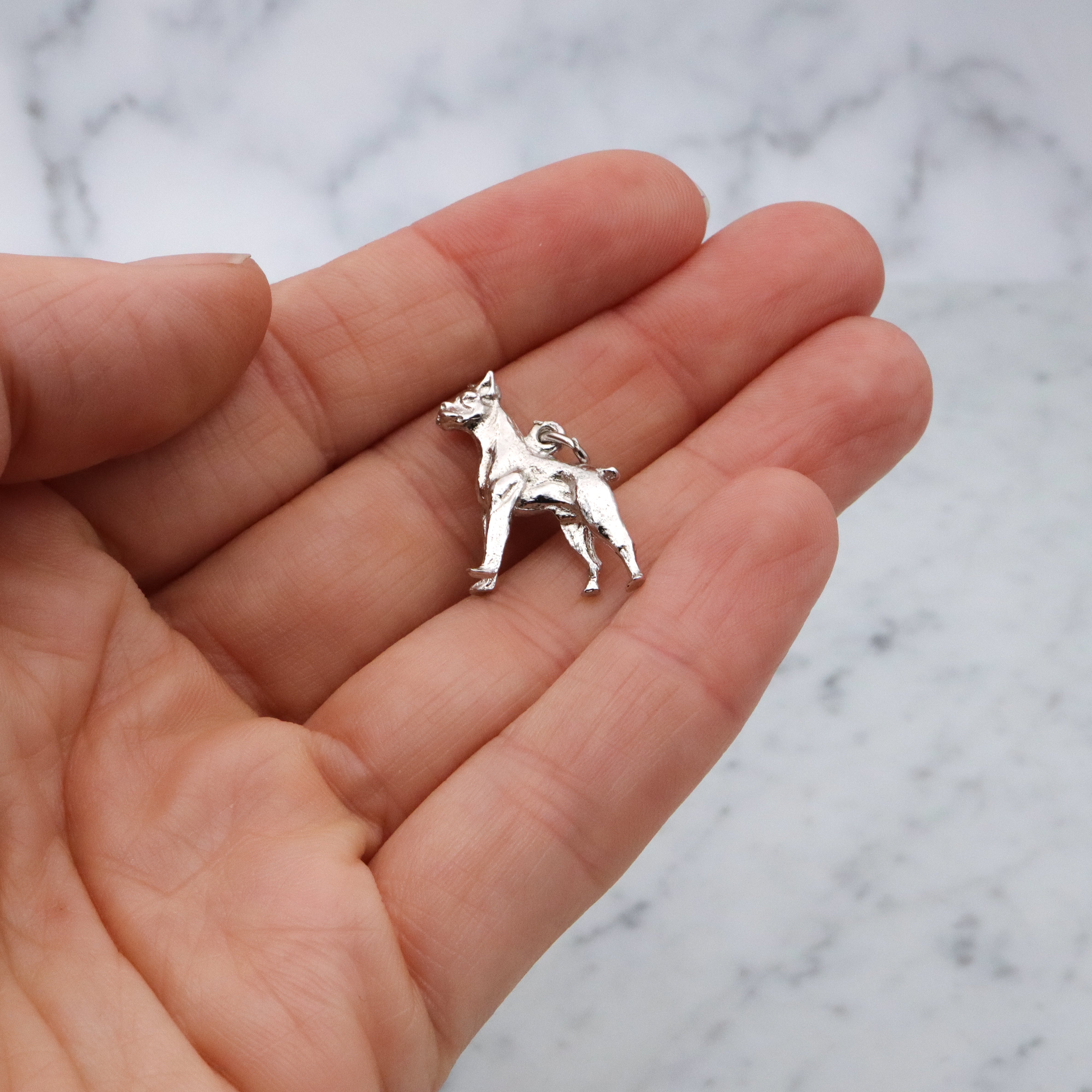 Vintage sterling boxer dog charm pendant
