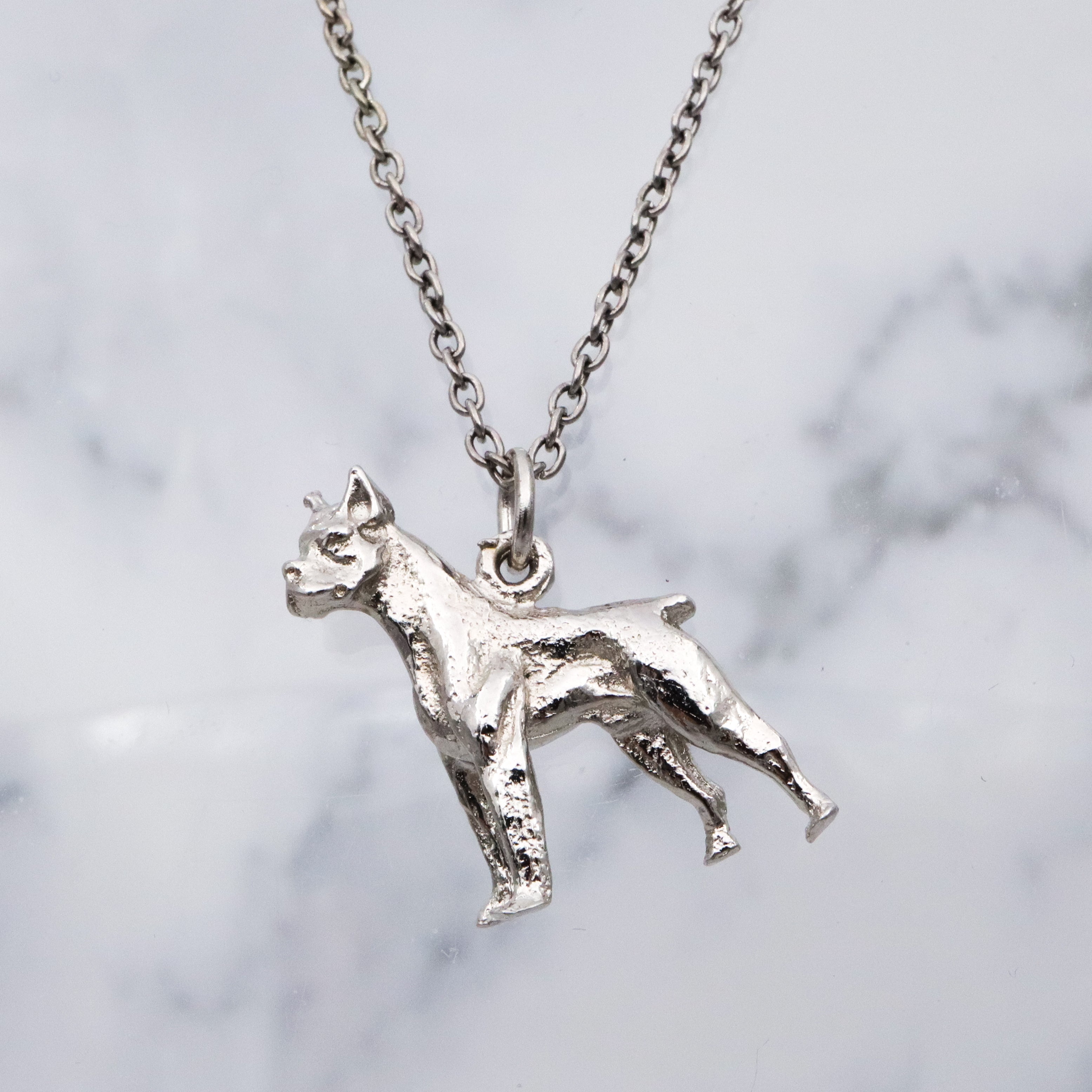 Vintage sterling boxer dog charm pendant