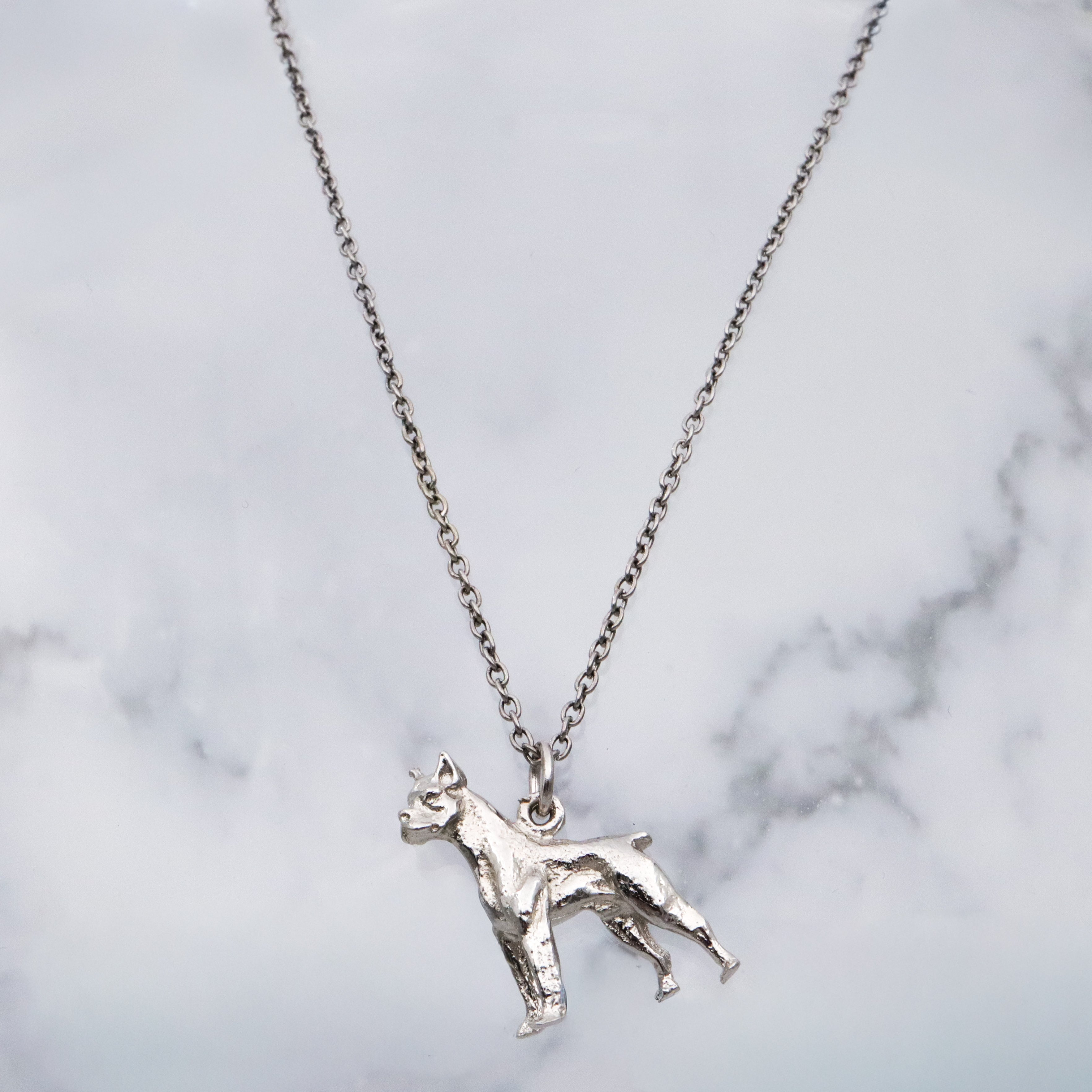 Vintage sterling boxer dog charm pendant