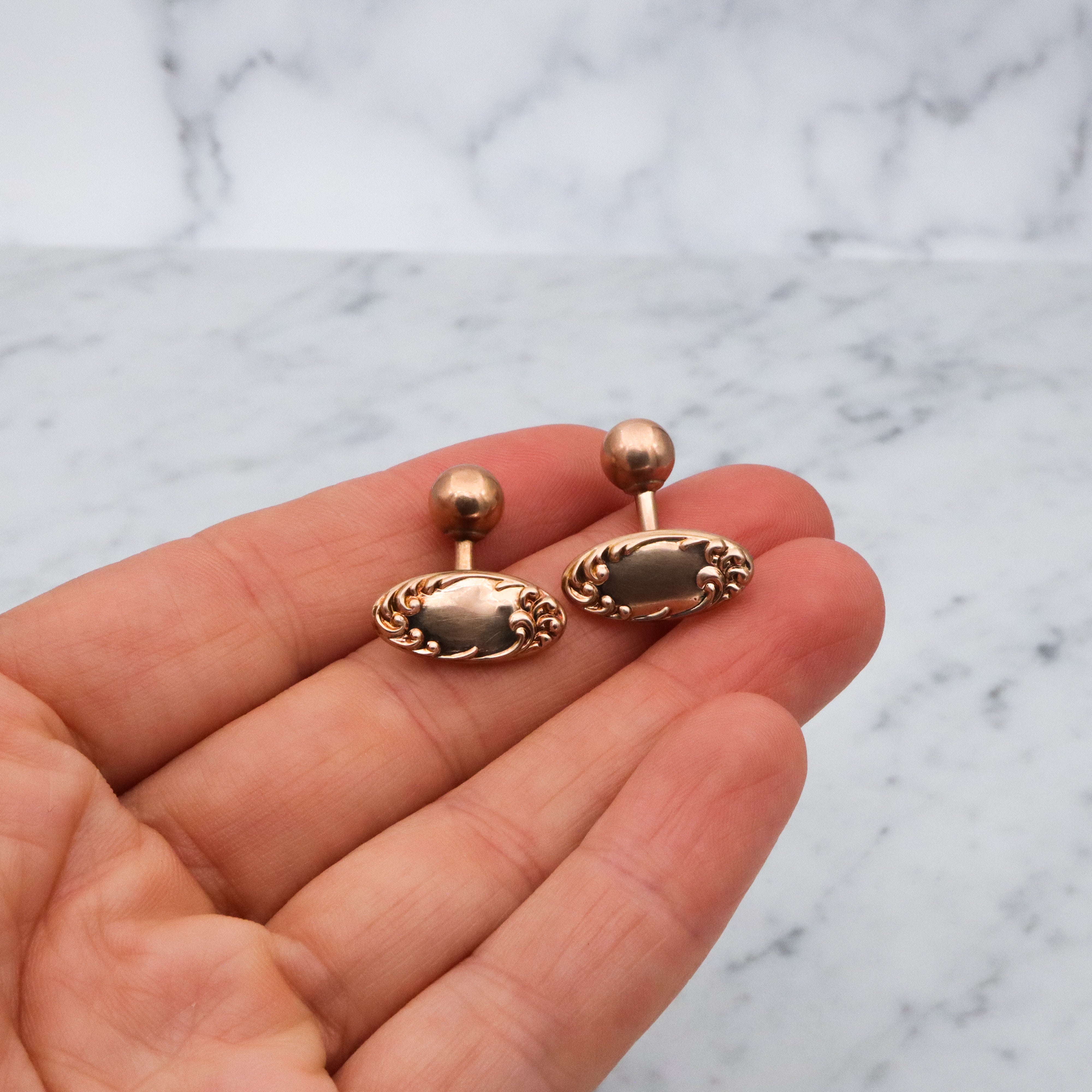 Antique Rococo Revival 10k gold cufflinks