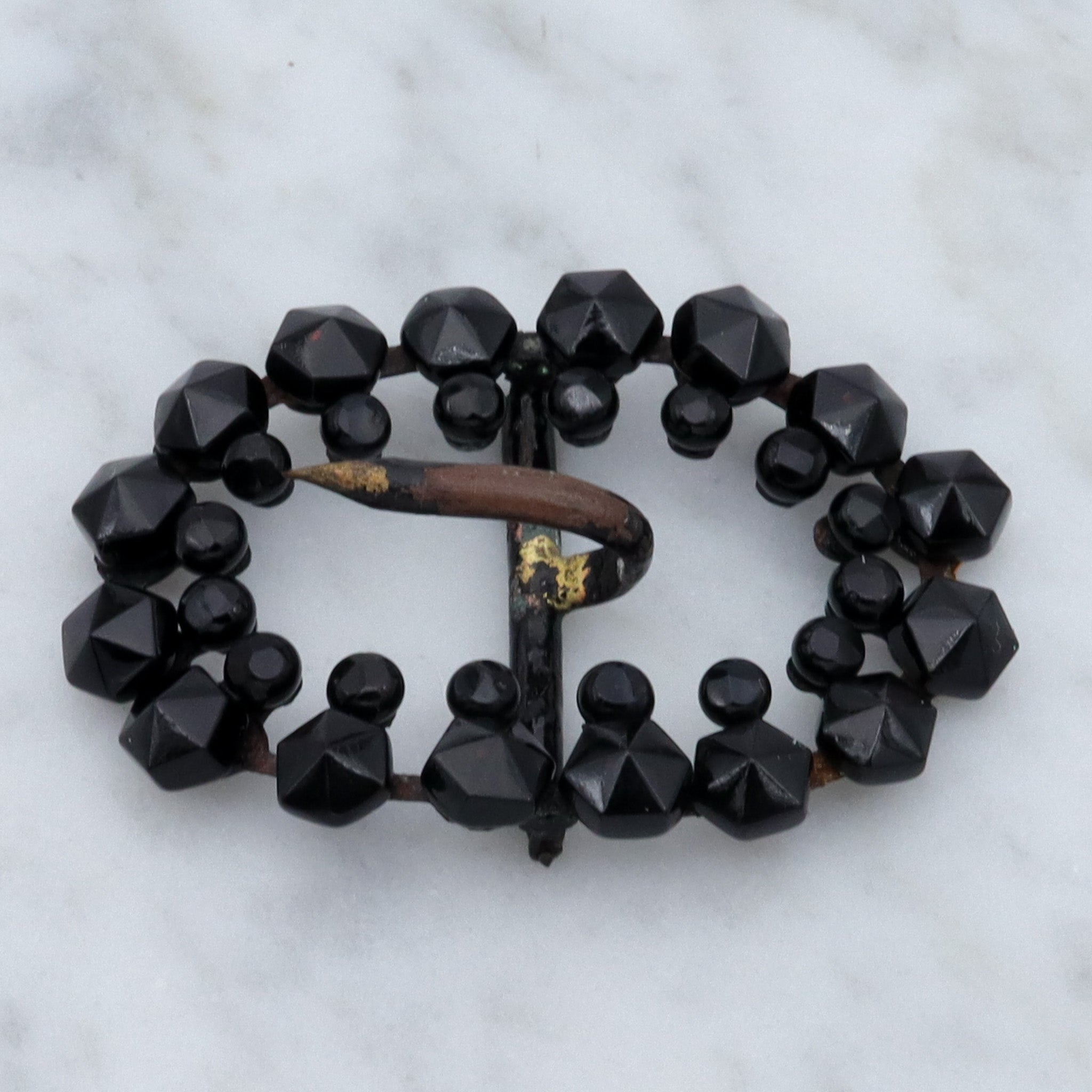 Antique Victorian French jet glass buckle