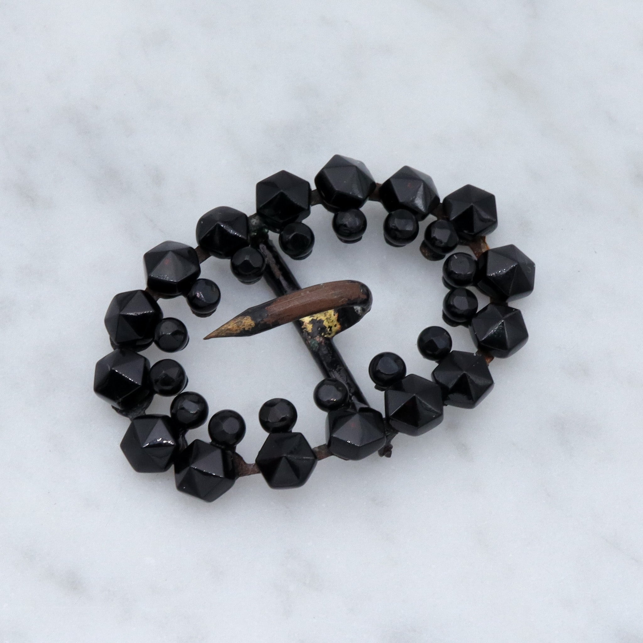 Antique Victorian French jet glass buckle