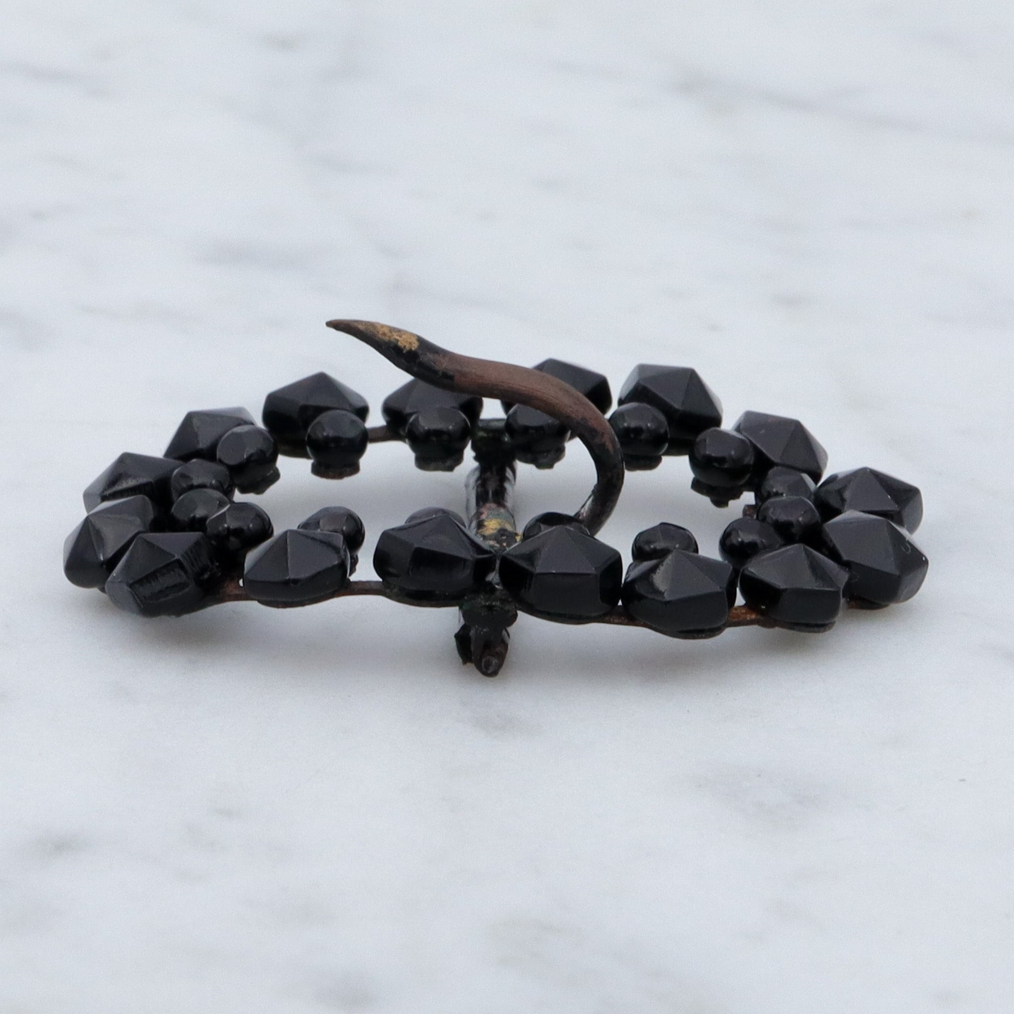 Antique Victorian French jet glass buckle