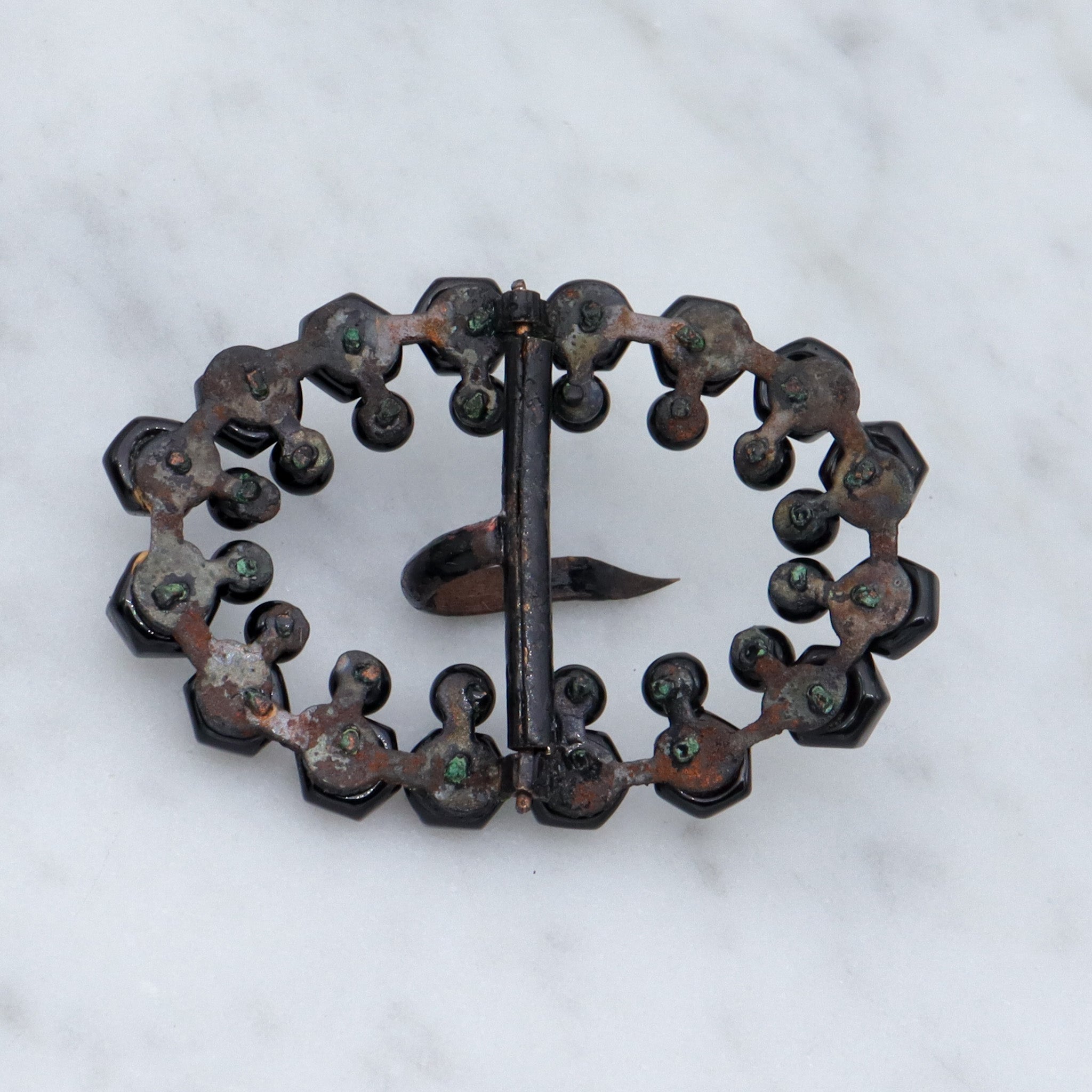 Antique Victorian French jet glass buckle