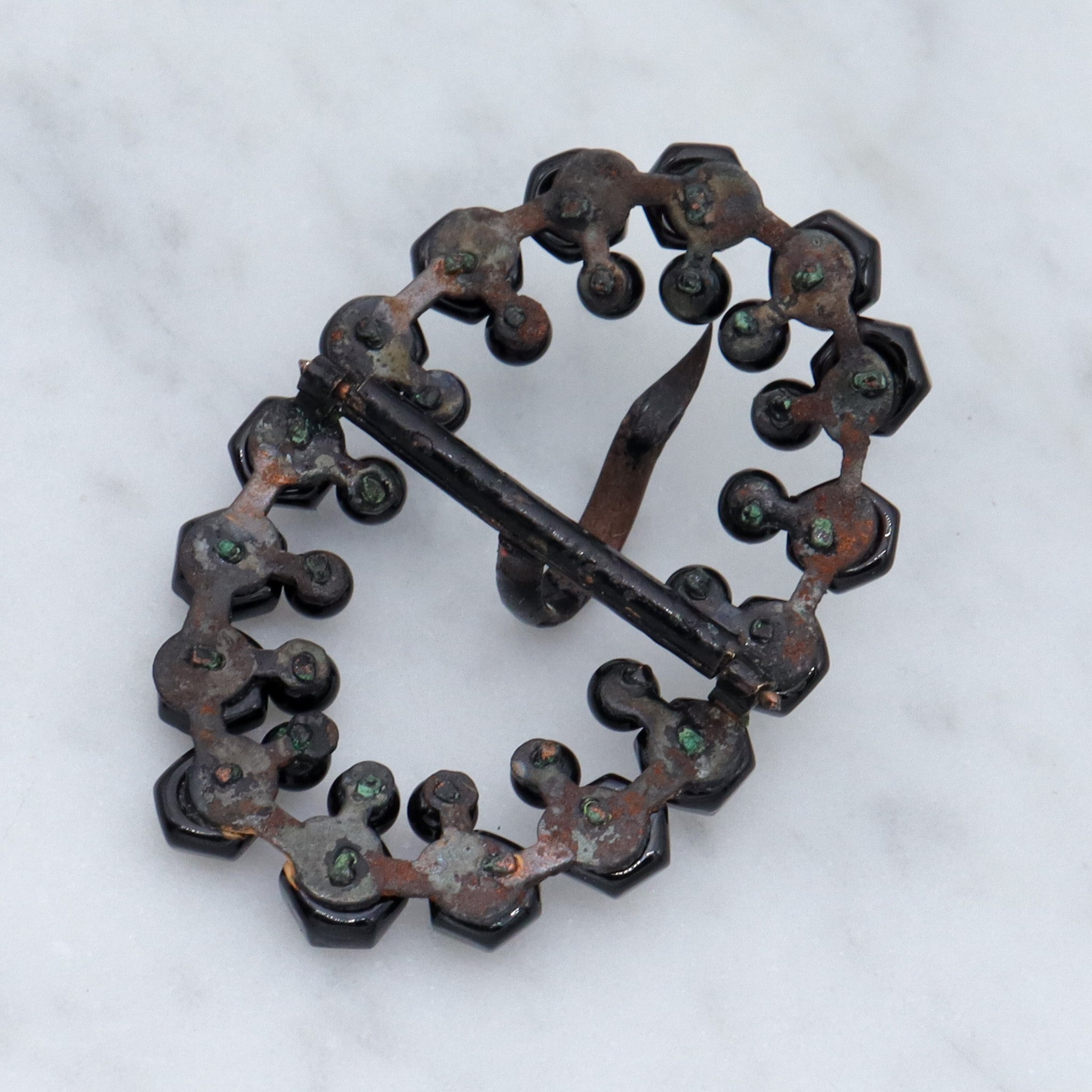 Antique Victorian French jet glass buckle