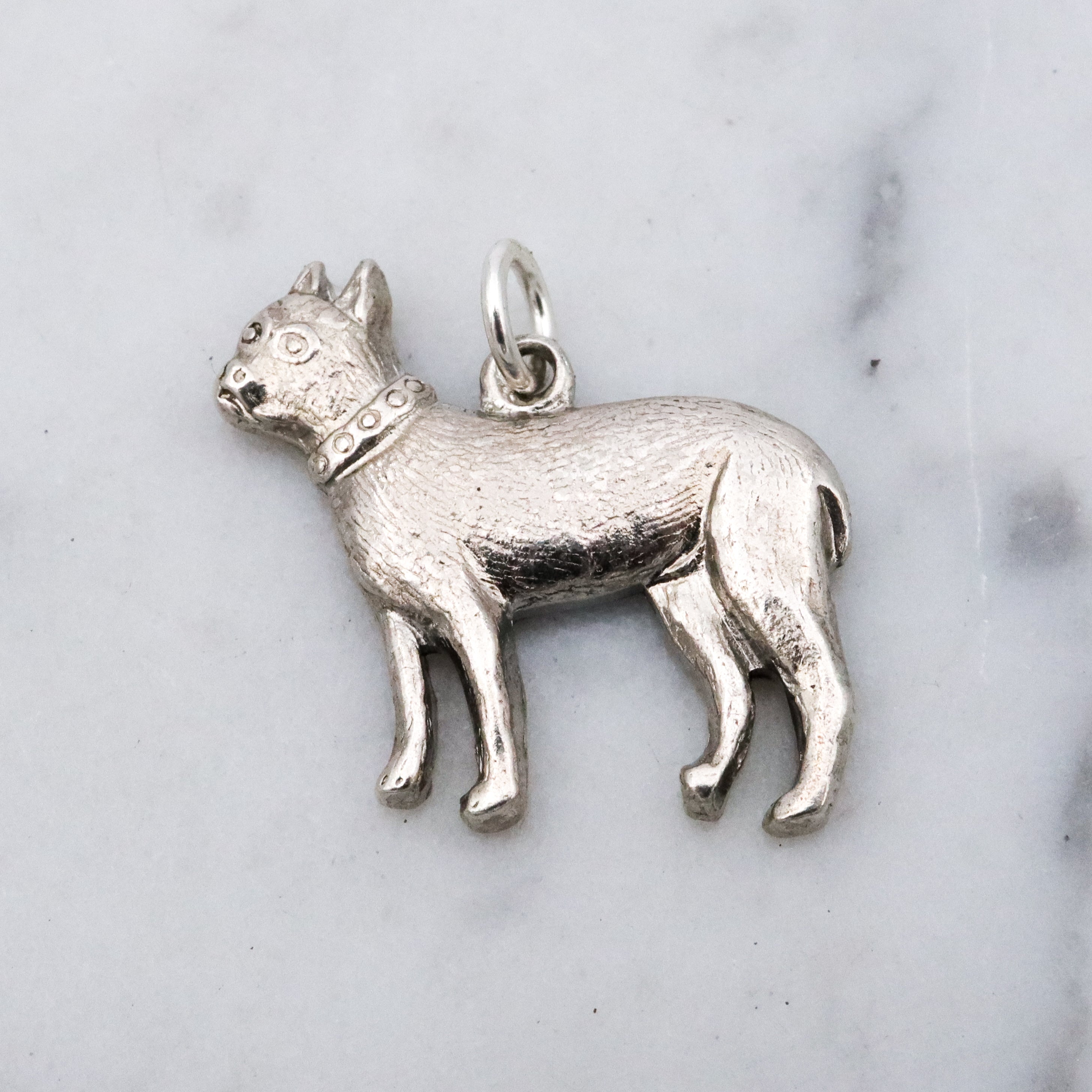 Antique boxer dog charm pendant