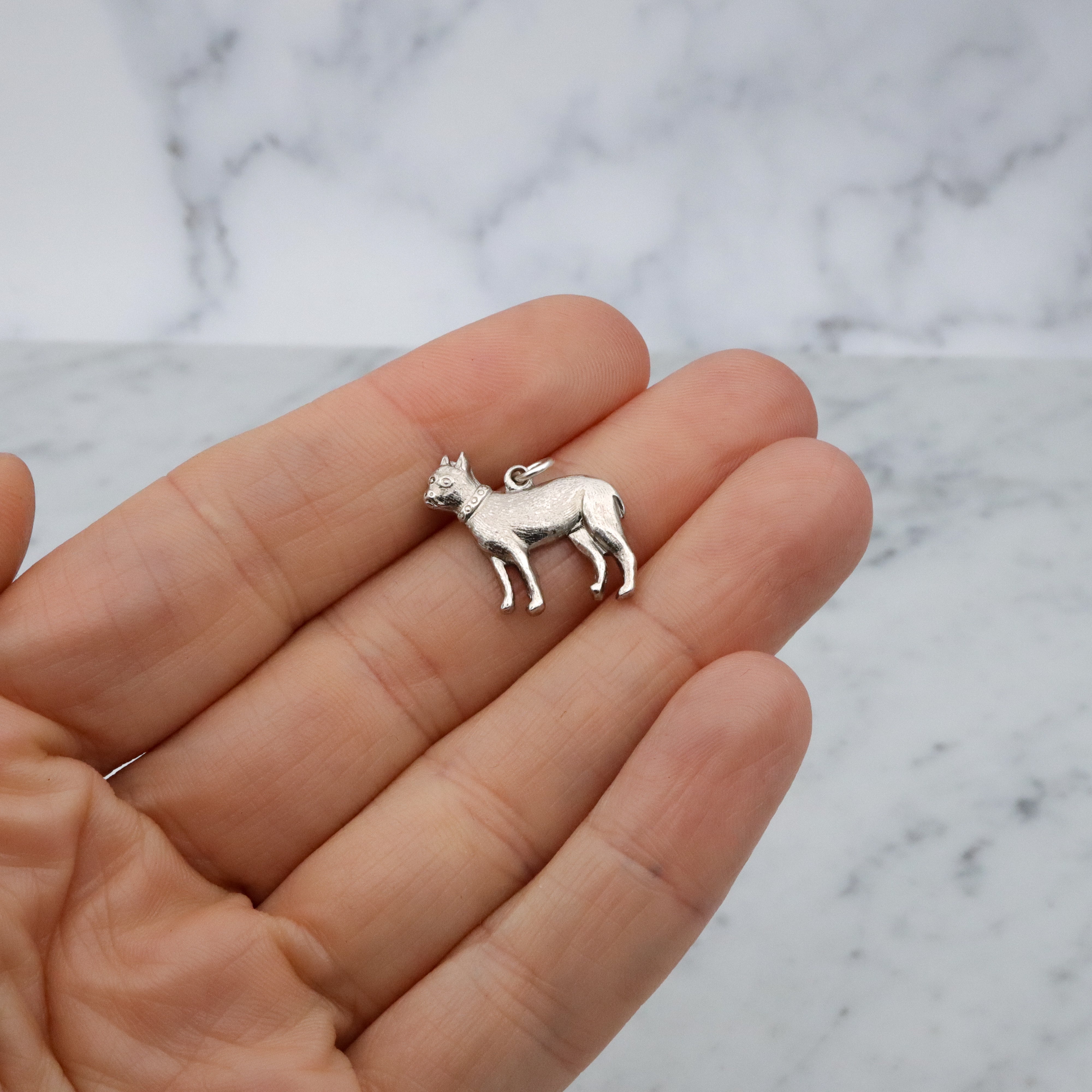 Antique boxer dog charm pendant