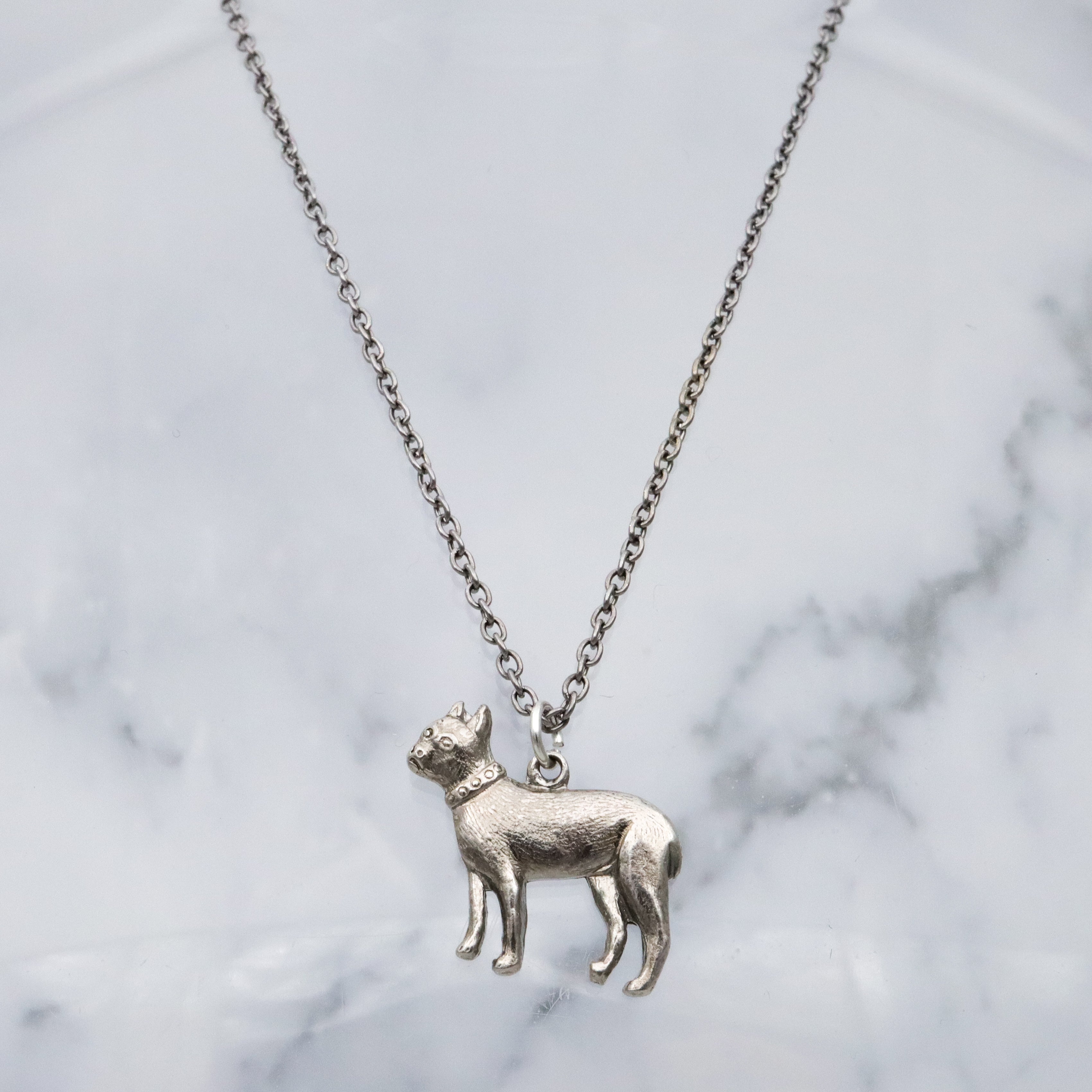 Antique boxer dog charm pendant