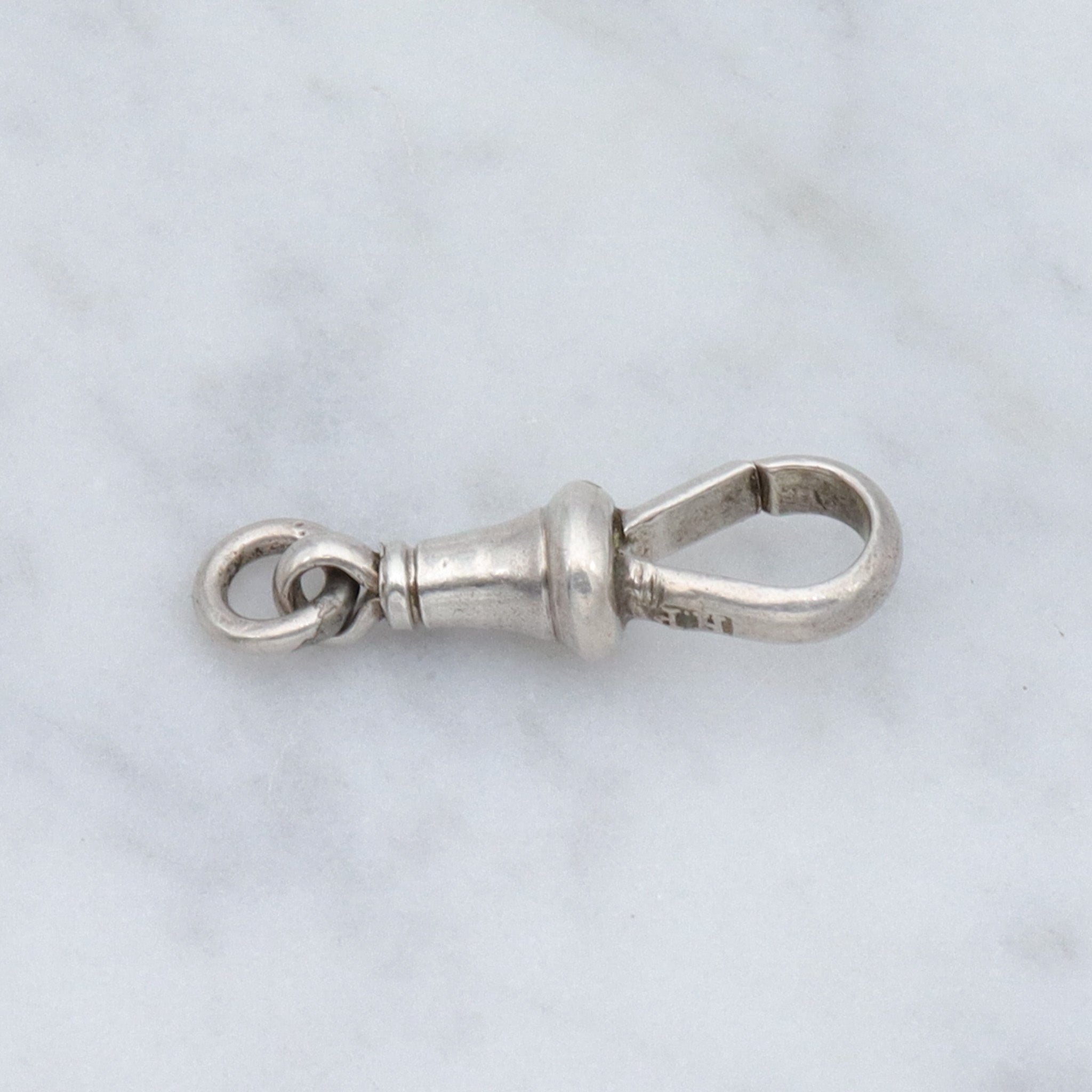 Antique sterling swiveling dog clip clasp pendant enhancer